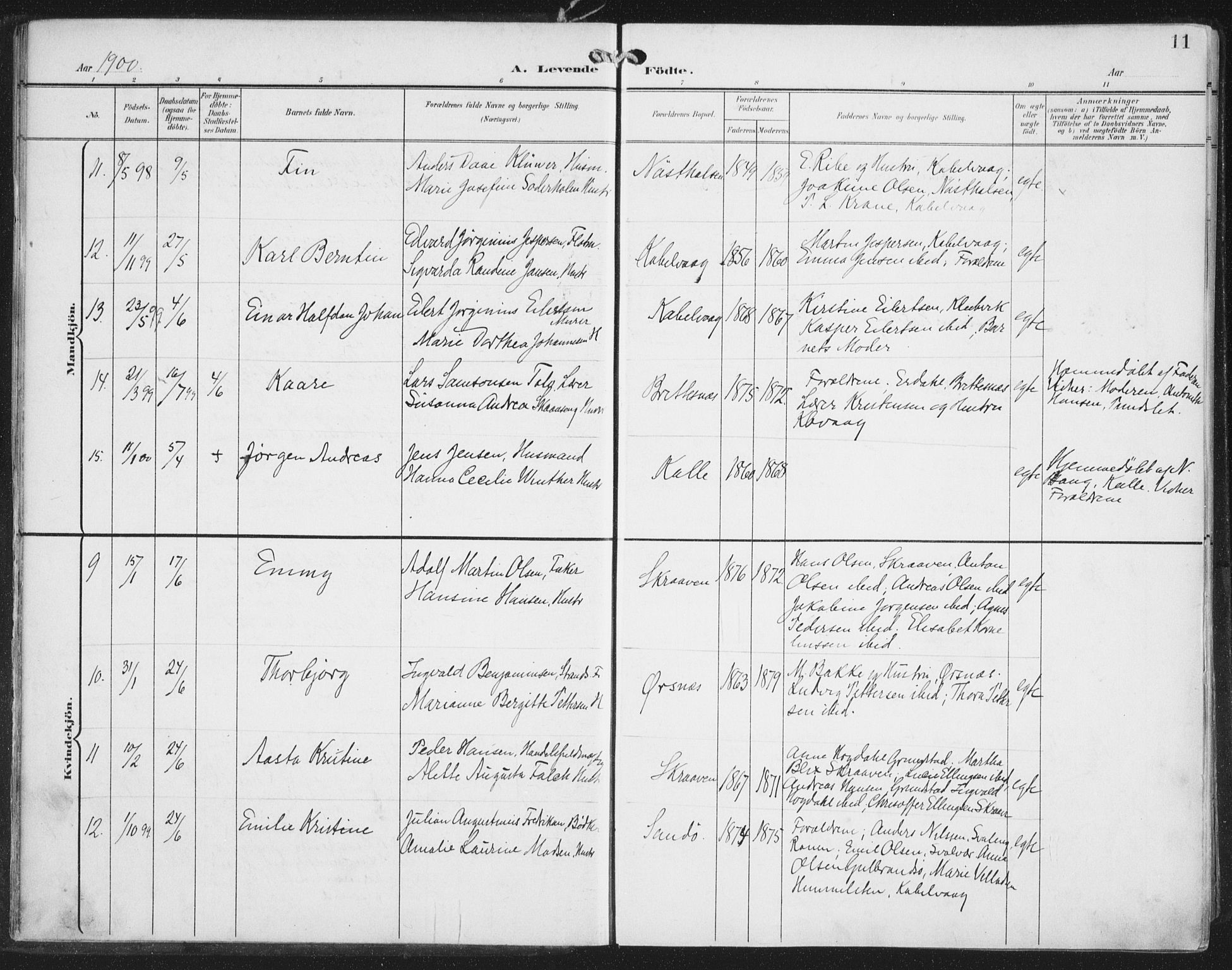 Ministerialprotokoller, klokkerbøker og fødselsregistre - Nordland, AV/SAT-A-1459/874/L1062: Parish register (official) no. 874A06, 1899-1907, p. 11