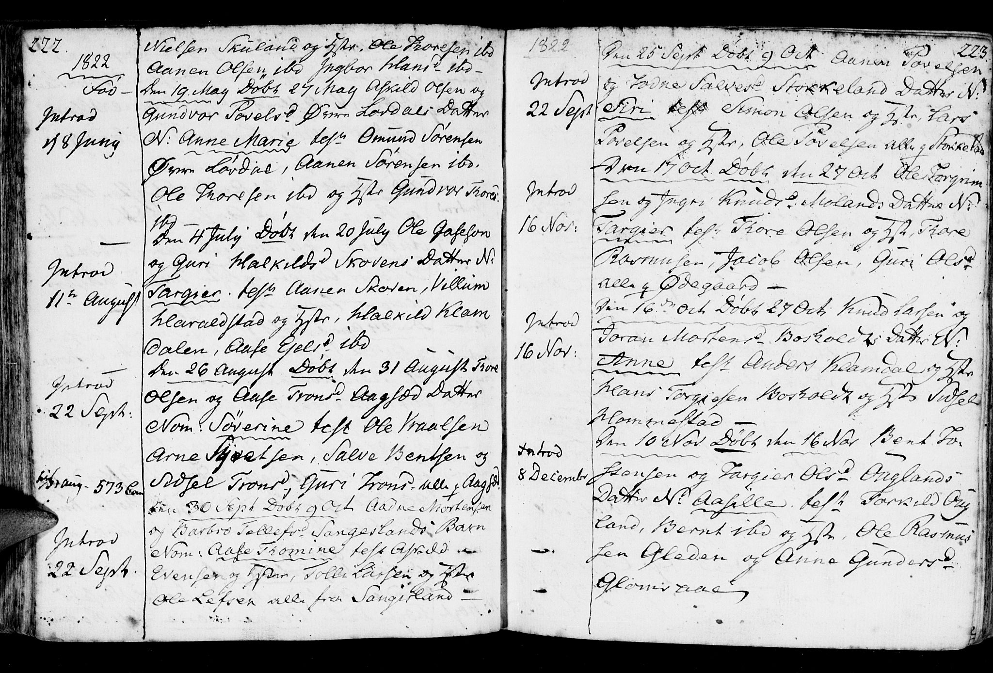 Holum sokneprestkontor, AV/SAK-1111-0022/F/Fa/Fab/L0004: Parish register (official) no. A 4, 1774-1847, p. 222-223