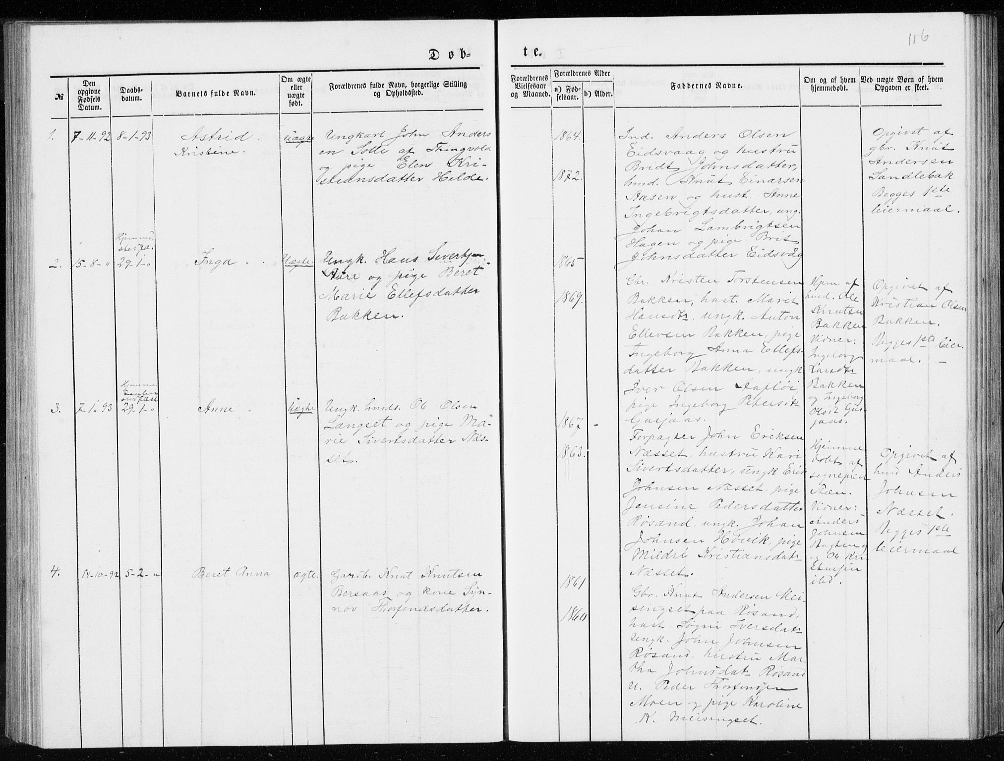 Ministerialprotokoller, klokkerbøker og fødselsregistre - Møre og Romsdal, AV/SAT-A-1454/551/L0631: Parish register (copy) no. 551C03, 1886-1894, p. 116