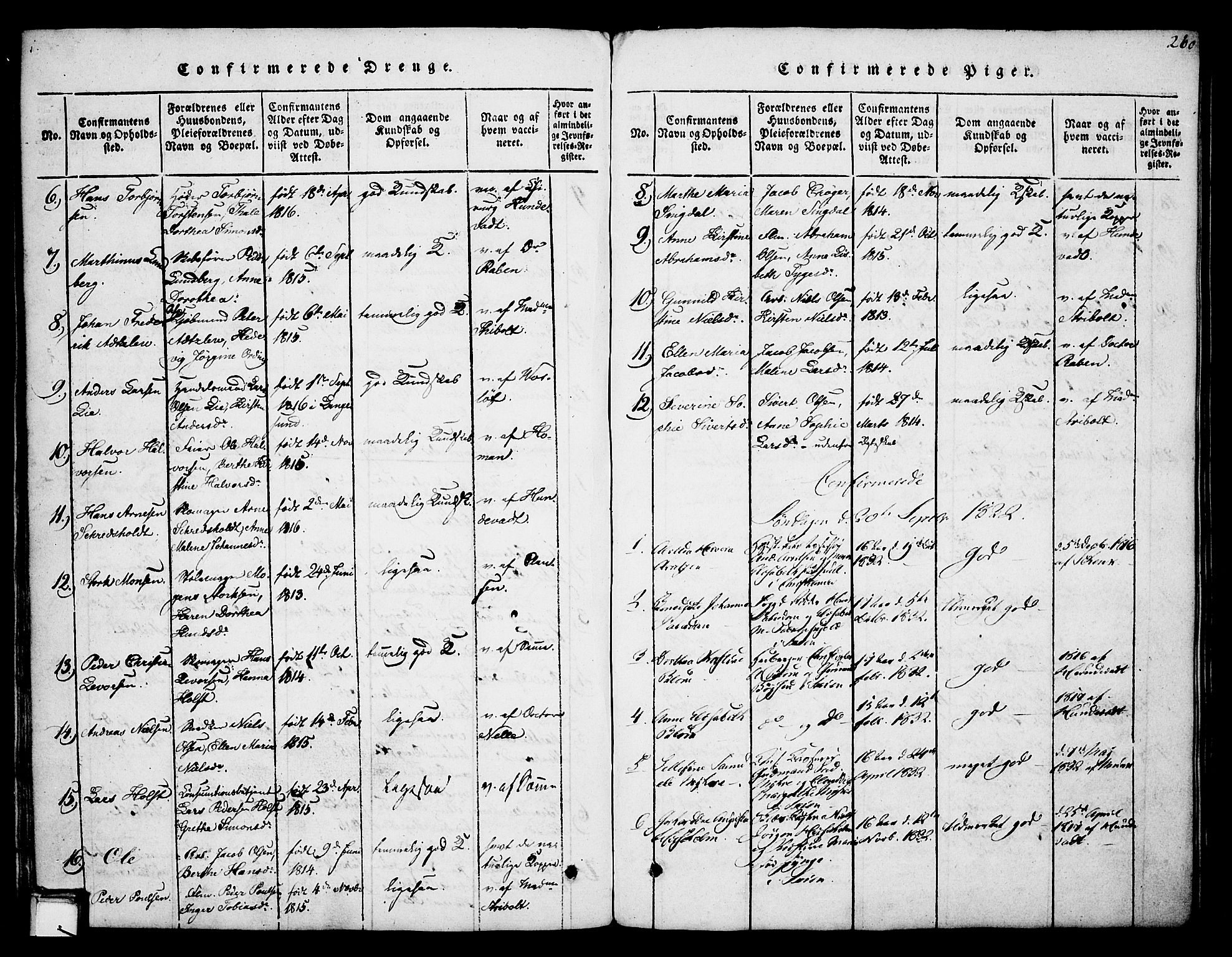 Skien kirkebøker, SAKO/A-302/F/Fa/L0005: Parish register (official) no. 5, 1814-1843, p. 260