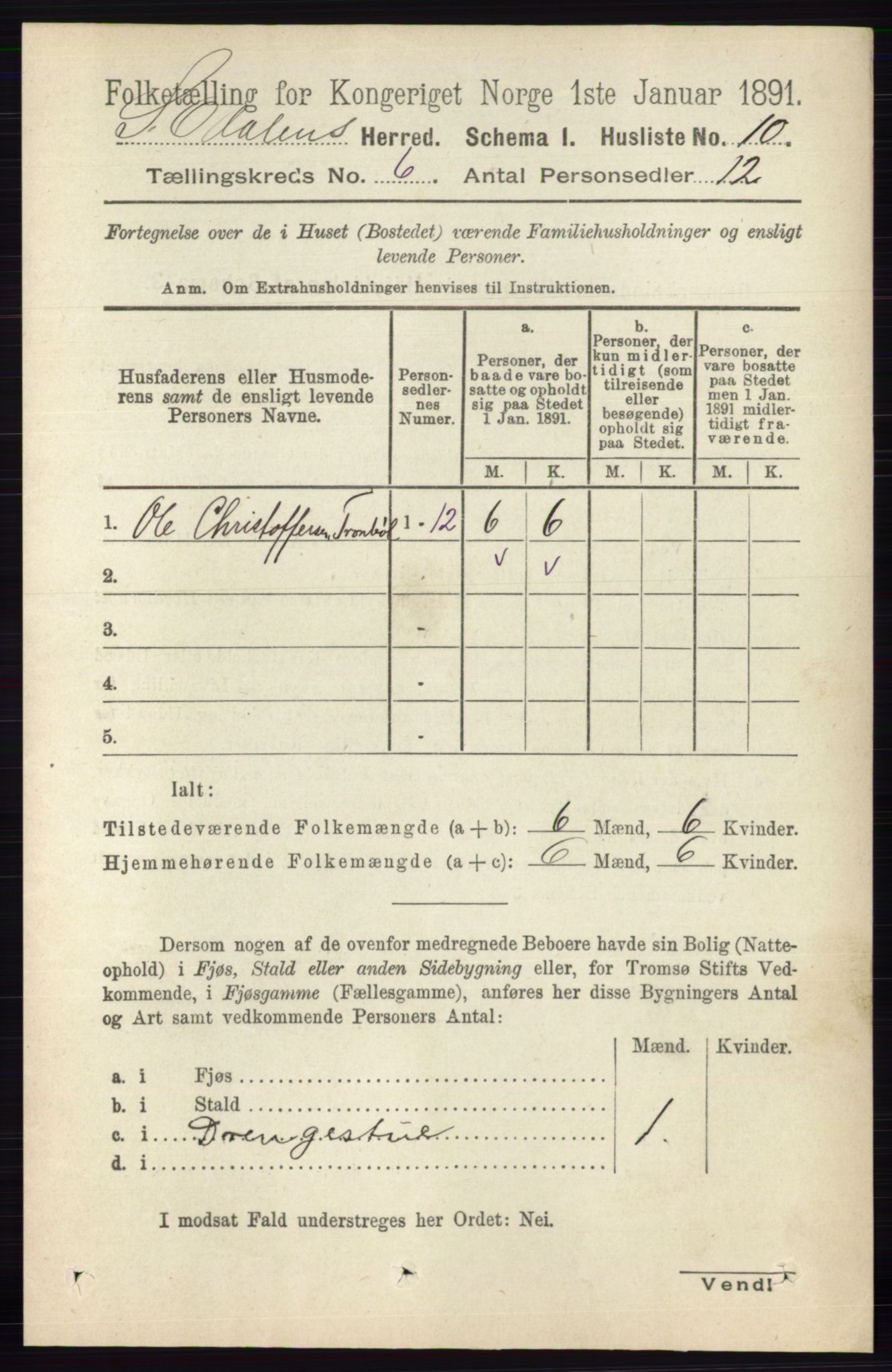 RA, 1891 census for 0419 Sør-Odal, 1891, p. 2696