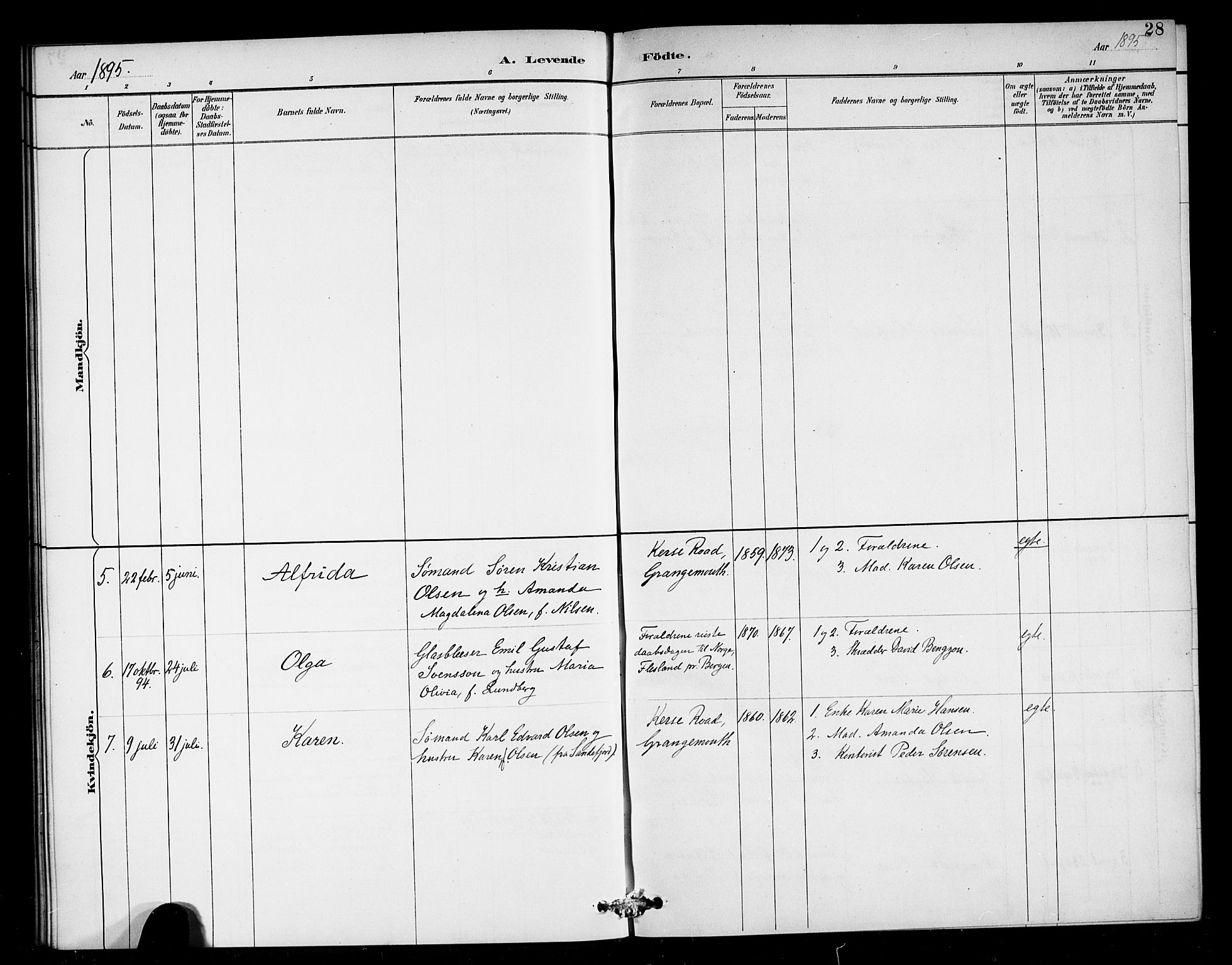 Den norske sjømannsmisjon i utlandet/Skotske havner (Leith, Glasgow), SAB/SAB/PA-0100/H/Ha/Haa/L0003: Parish register (official) no. A 3, 1887-1898, p. 28