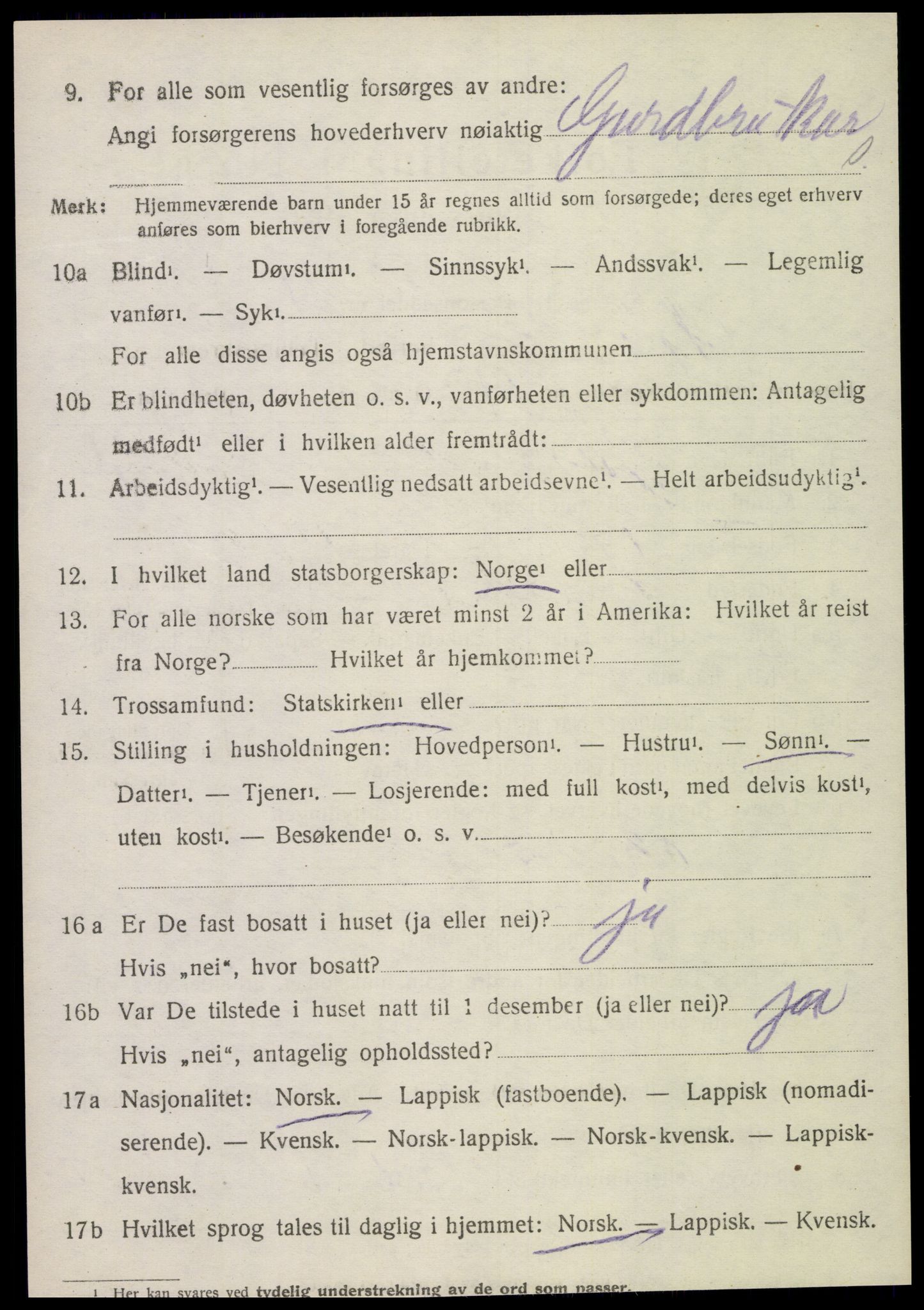 SAT, 1920 census for Sparbu, 1920, p. 5212