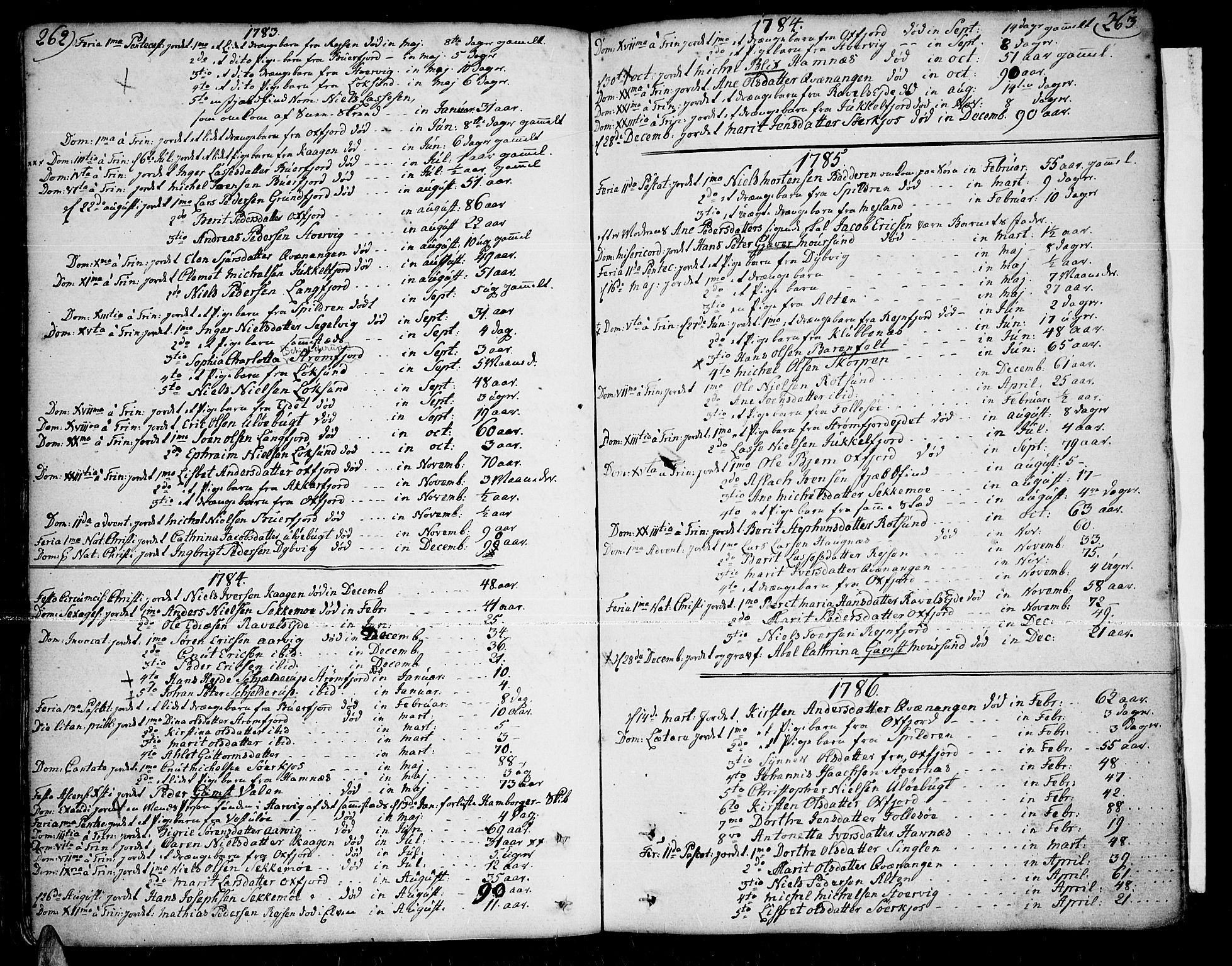 Skjervøy sokneprestkontor, SATØ/S-1300/H/Ha/Haa/L0002kirke: Parish register (official) no. 2, 1781-1817, p. 262-263