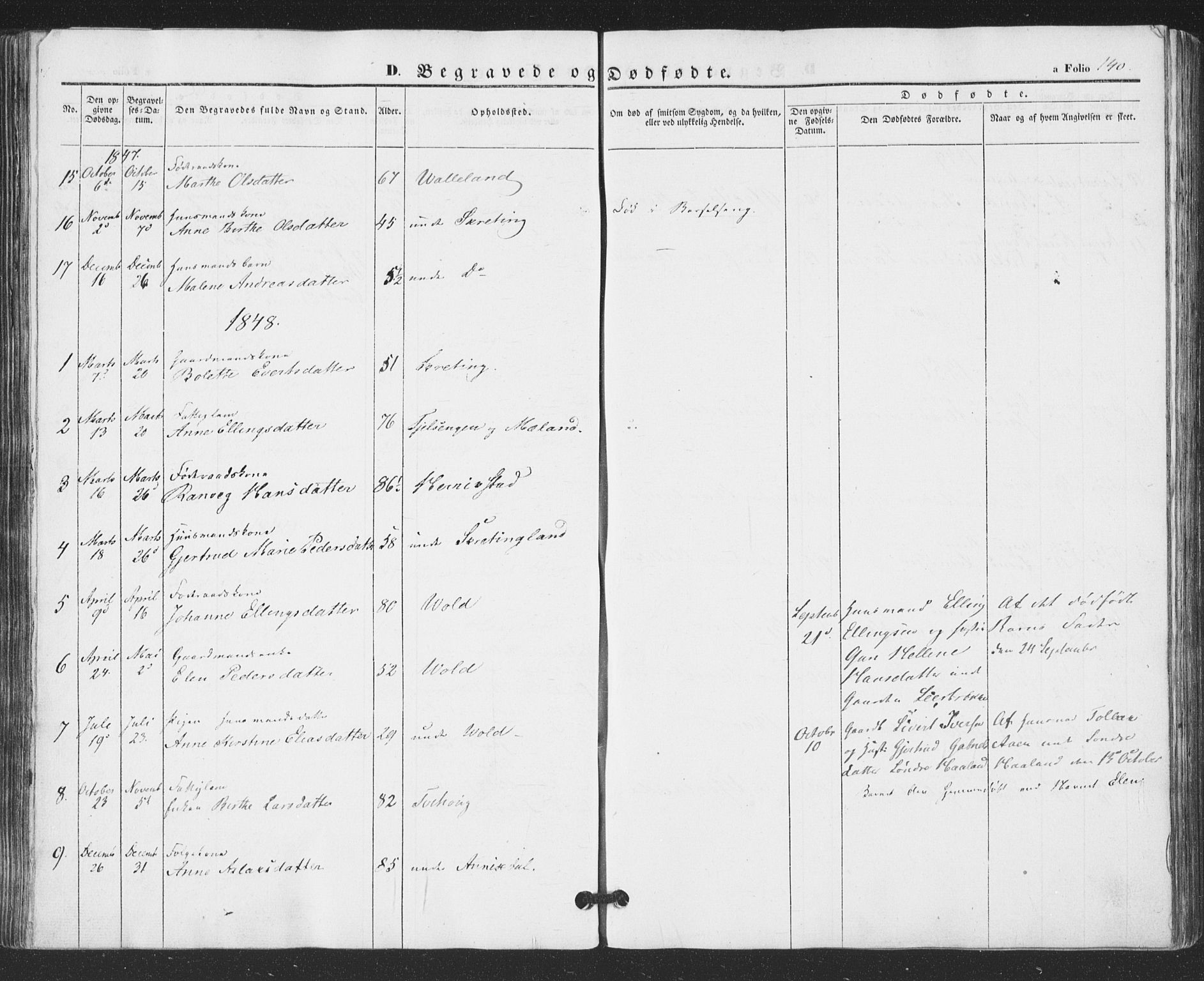 Hå sokneprestkontor, AV/SAST-A-101801/001/30BA/L0007: Parish register (official) no. A 6, 1842-1855, p. 140