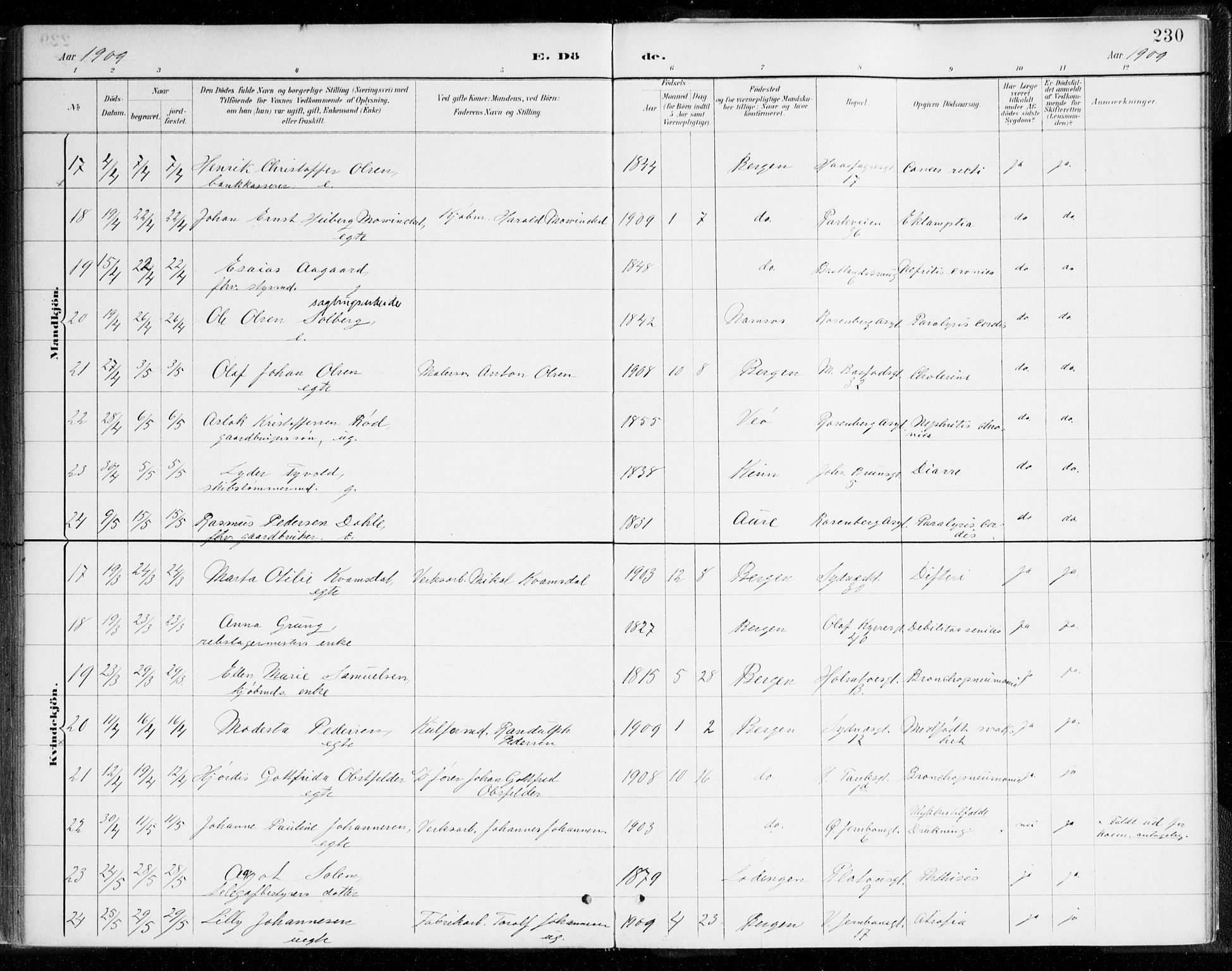 Johanneskirken sokneprestembete, AV/SAB-A-76001/H/Haa/L0019: Parish register (official) no. E 1, 1885-1915, p. 230