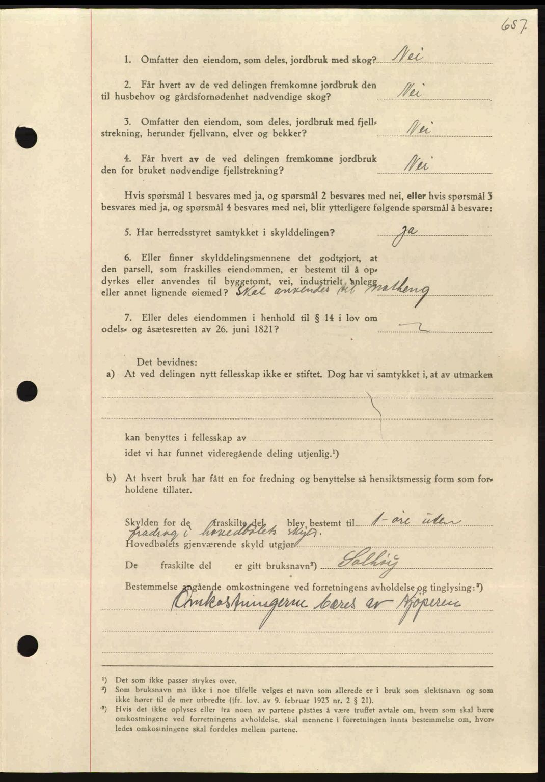 Nordmøre sorenskriveri, AV/SAT-A-4132/1/2/2Ca: Mortgage book no. A96, 1943-1944, Diary no: : 2630/1943