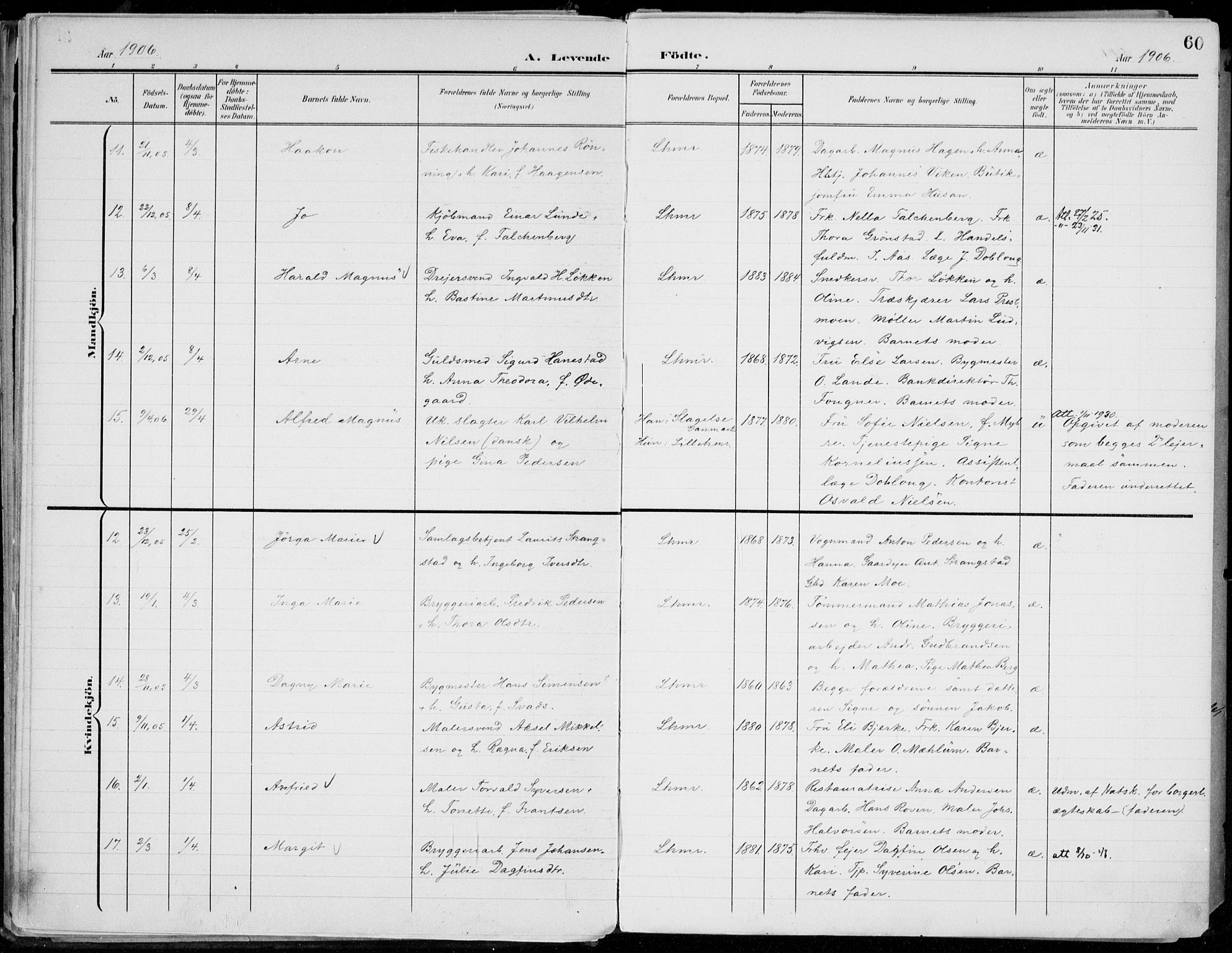 Lillehammer prestekontor, AV/SAH-PREST-088/H/Ha/Haa/L0001: Parish register (official) no. 1, 1901-1916, p. 60