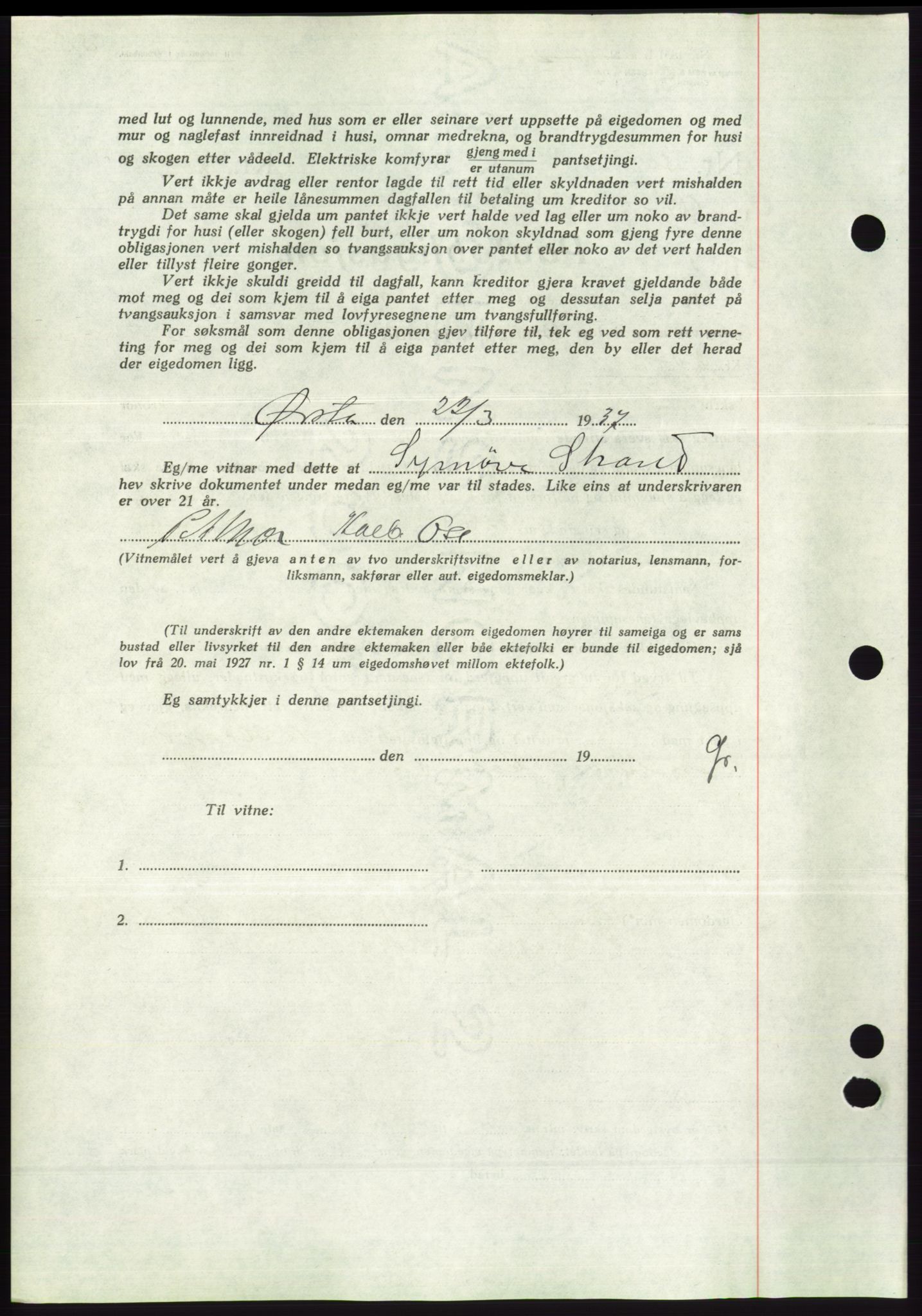 Søre Sunnmøre sorenskriveri, SAT/A-4122/1/2/2C/L0062: Mortgage book no. 56, 1936-1937, Diary no: : 500/1937