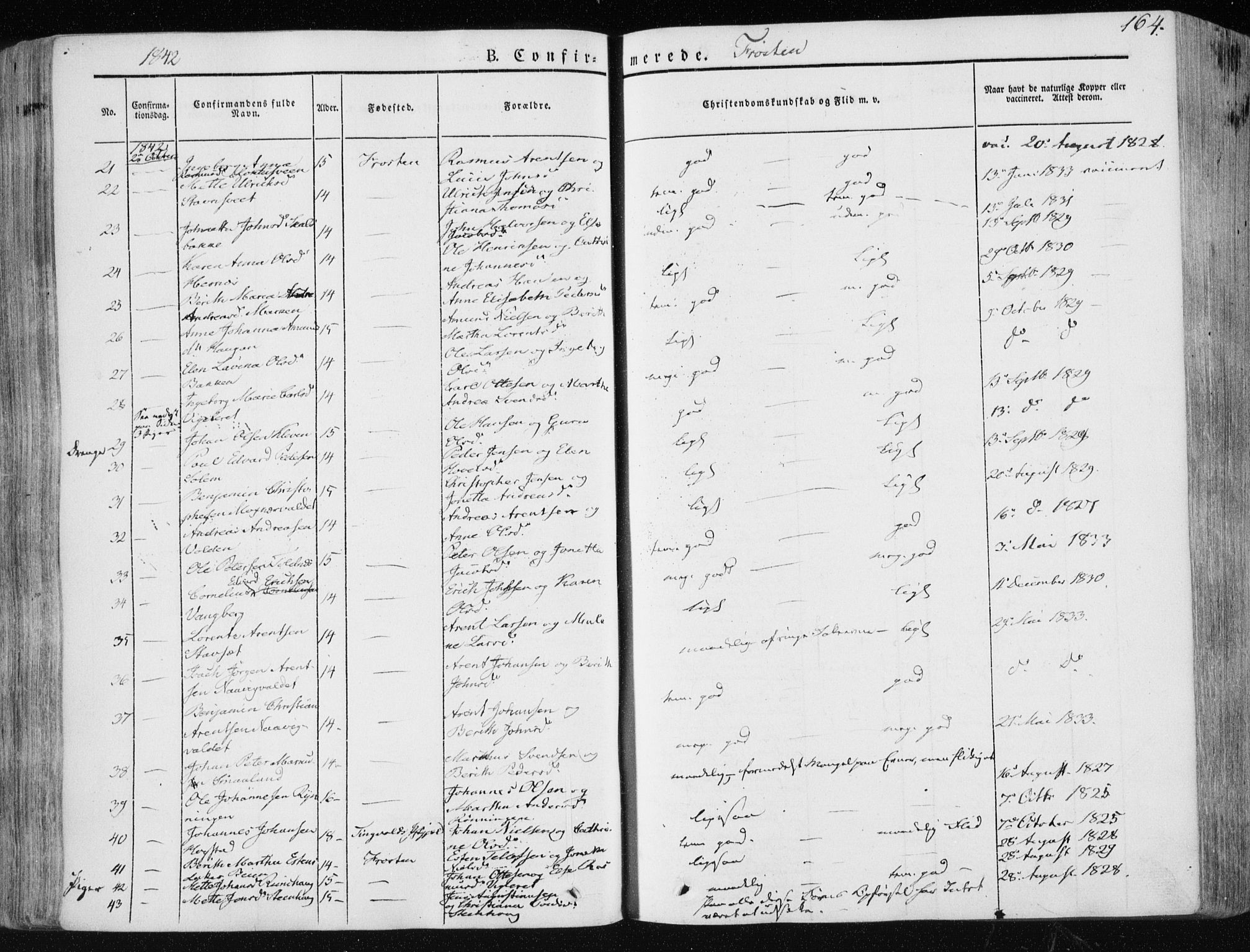 Ministerialprotokoller, klokkerbøker og fødselsregistre - Nord-Trøndelag, SAT/A-1458/713/L0115: Parish register (official) no. 713A06, 1838-1851, p. 164