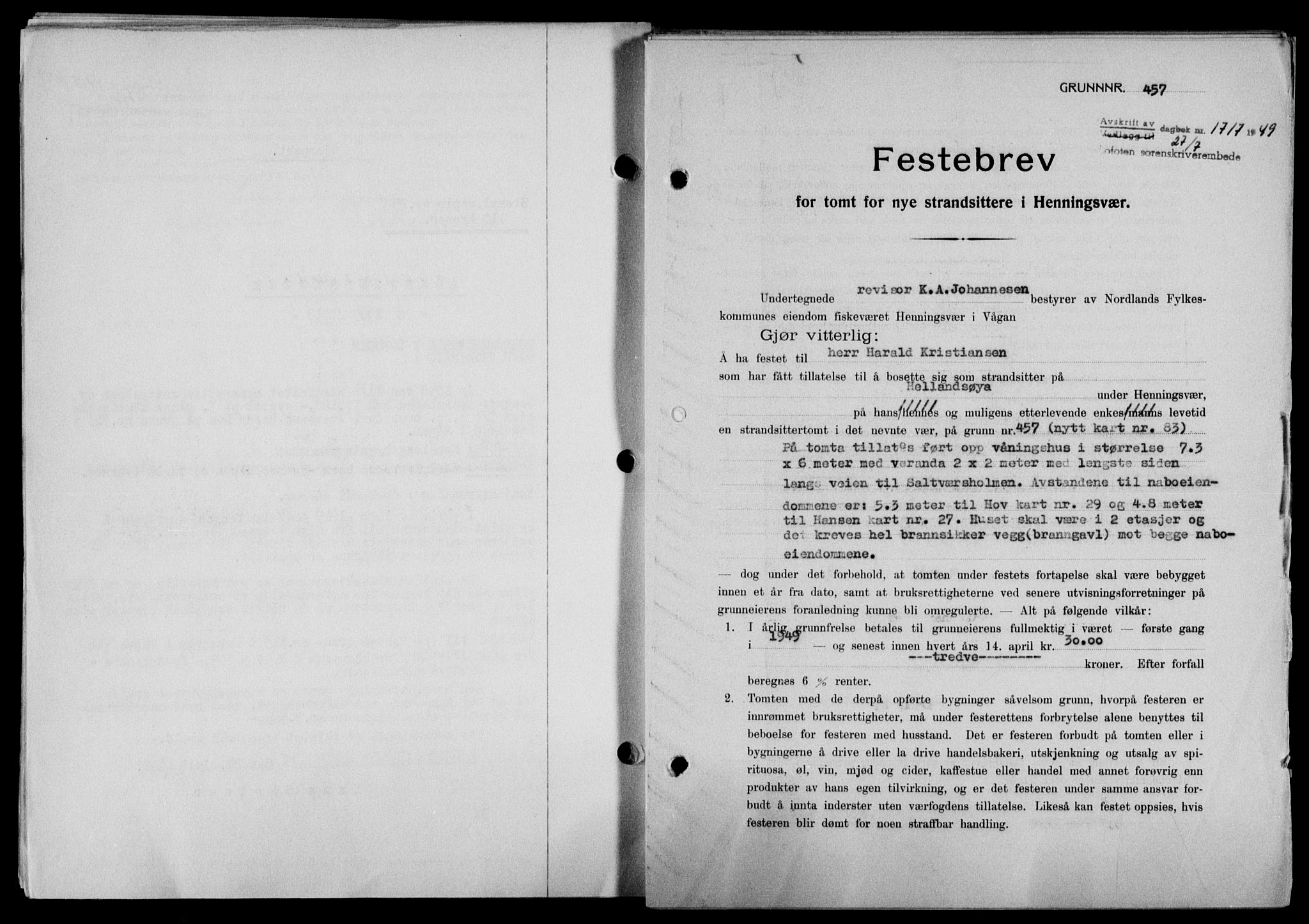 Lofoten sorenskriveri, SAT/A-0017/1/2/2C/L0021a: Mortgage book no. 21a, 1949-1949, Diary no: : 1717/1949