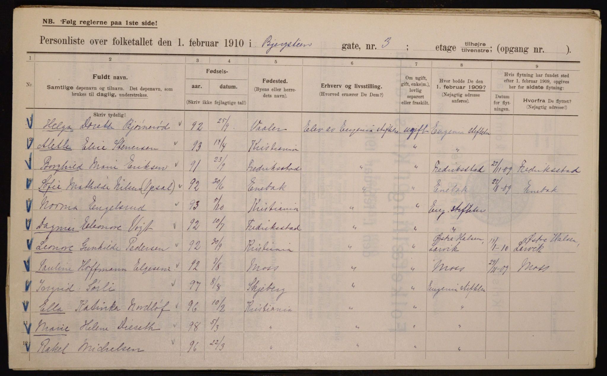 OBA, Municipal Census 1910 for Kristiania, 1910, p. 4189