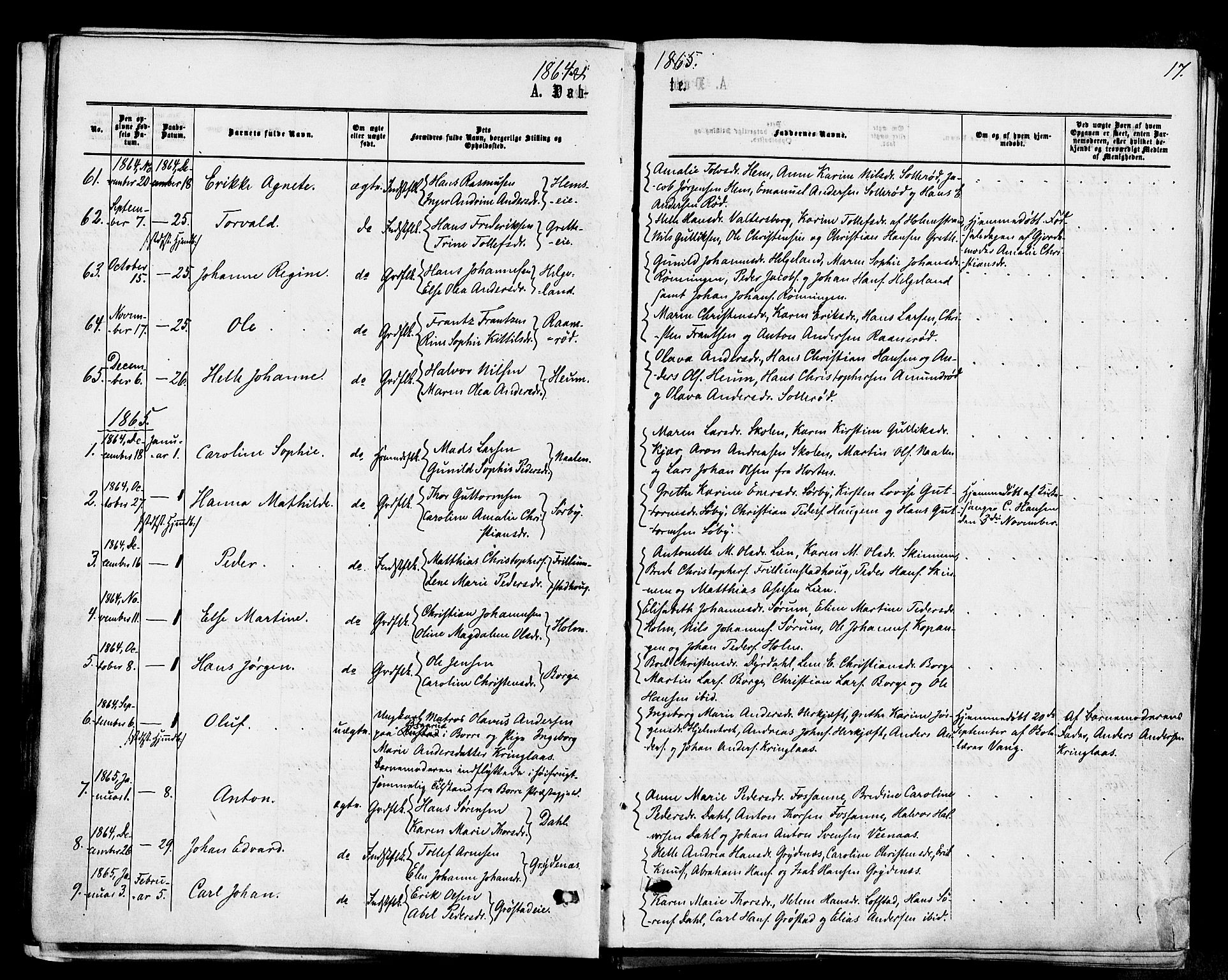 Våle kirkebøker, SAKO/A-334/F/Fa/L0010: Parish register (official) no. I 10, 1861-1877, p. 17