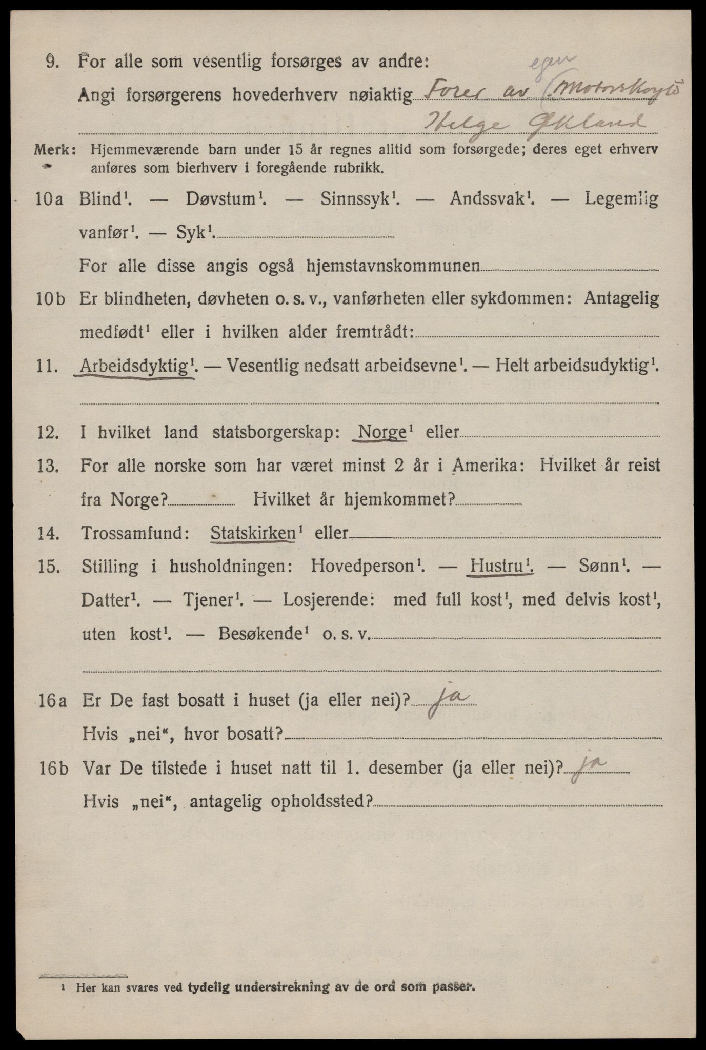 SAST, 1920 census for Stangaland, 1920, p. 2592
