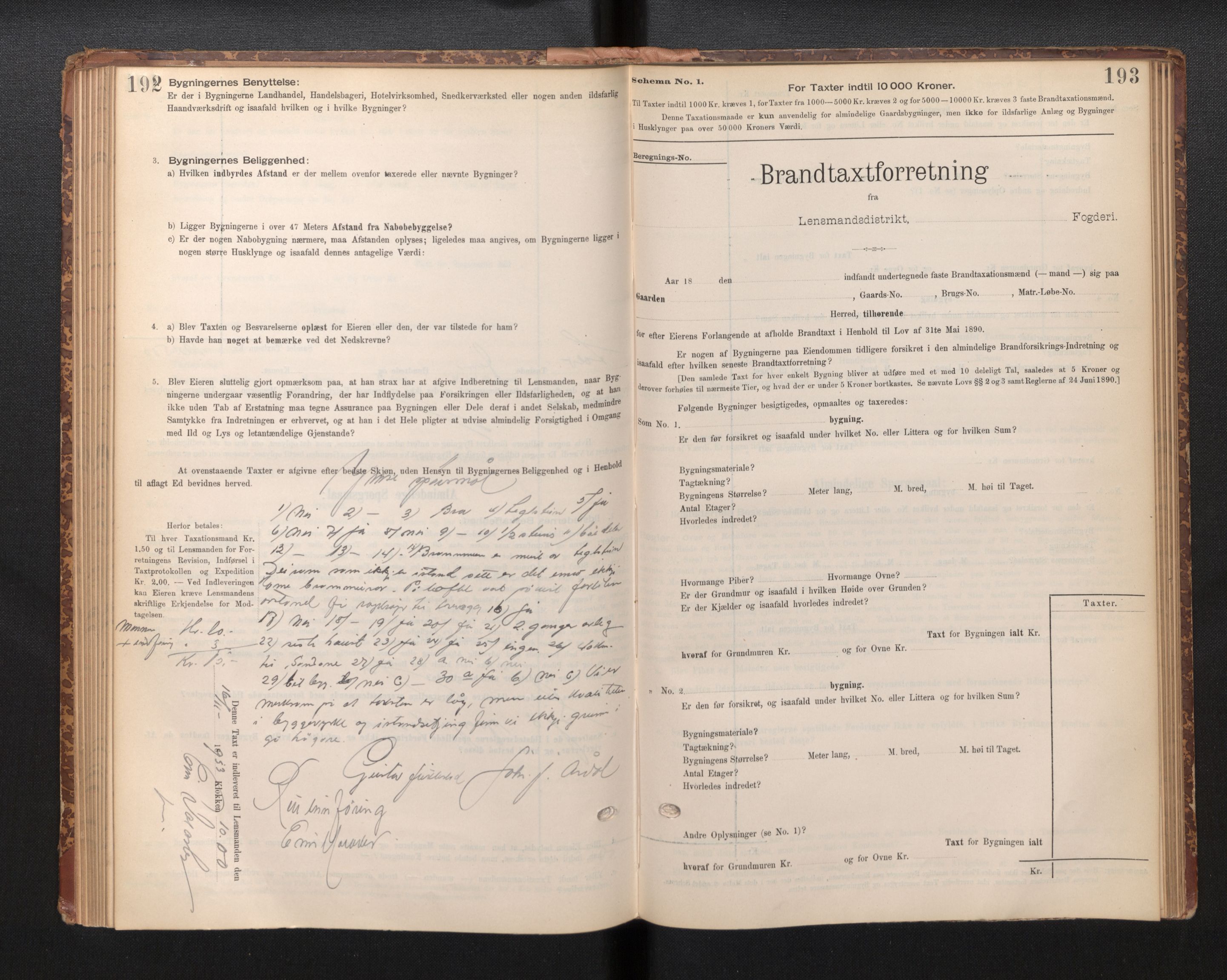 Lensmannen i Jølster, AV/SAB-A-28701/0012/L0004: Branntakstprotokoll, skjematakst, 1895-1923, p. 192-193