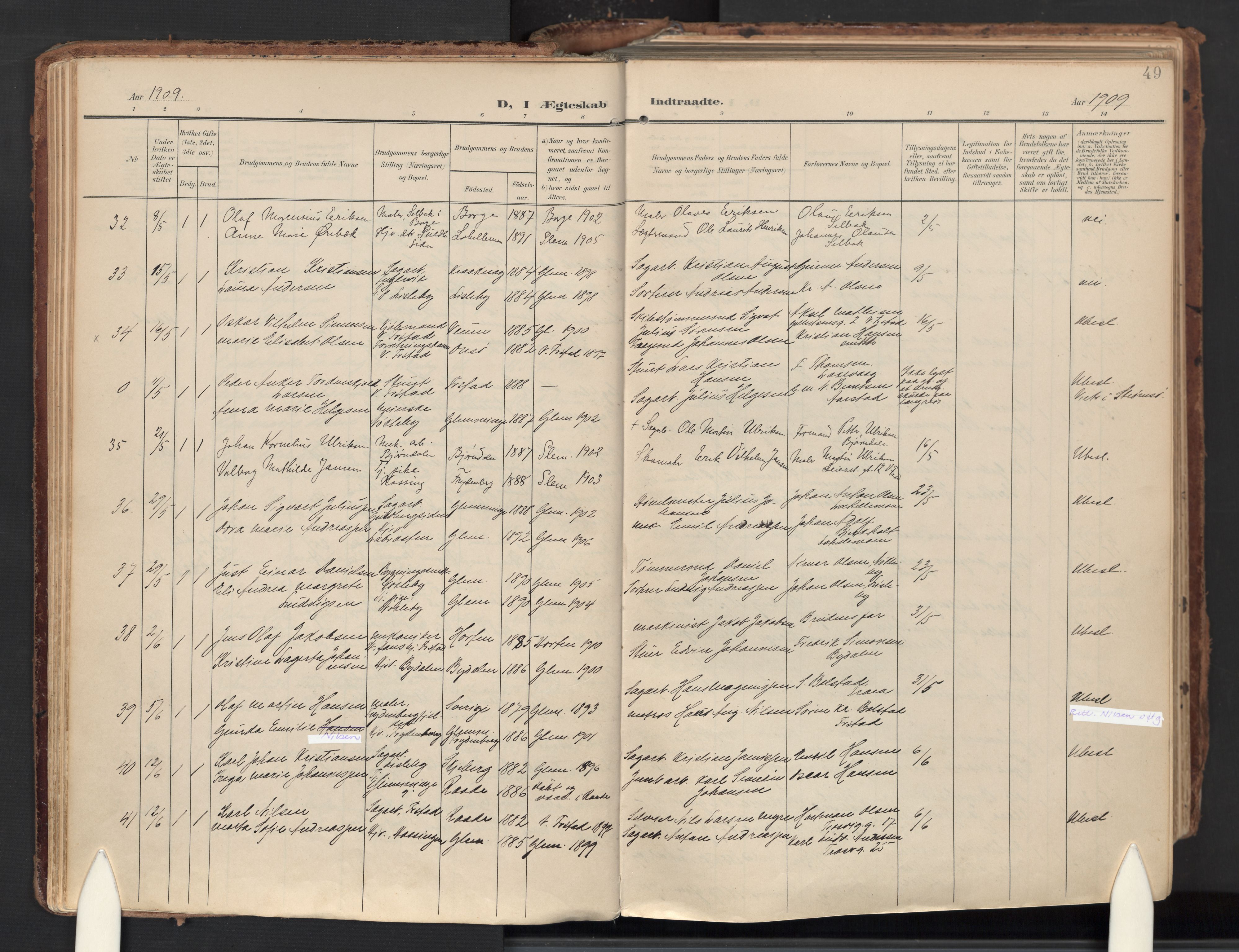 Glemmen prestekontor Kirkebøker, SAO/A-10908/F/Fa/L0016: Parish register (official) no. 16, 1903-1937, p. 49