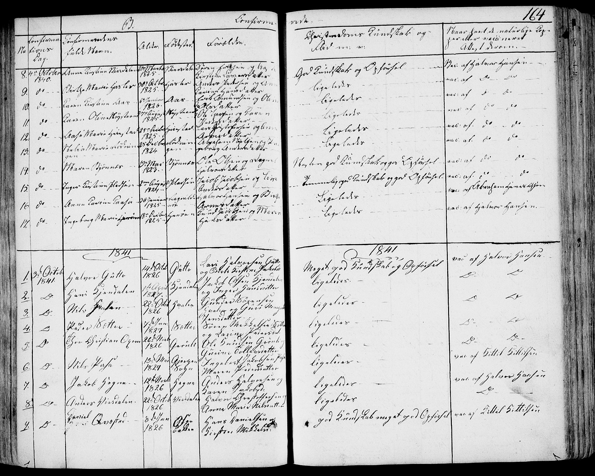 Eidanger kirkebøker, SAKO/A-261/F/Fa/L0008: Parish register (official) no. 8, 1831-1858, p. 164