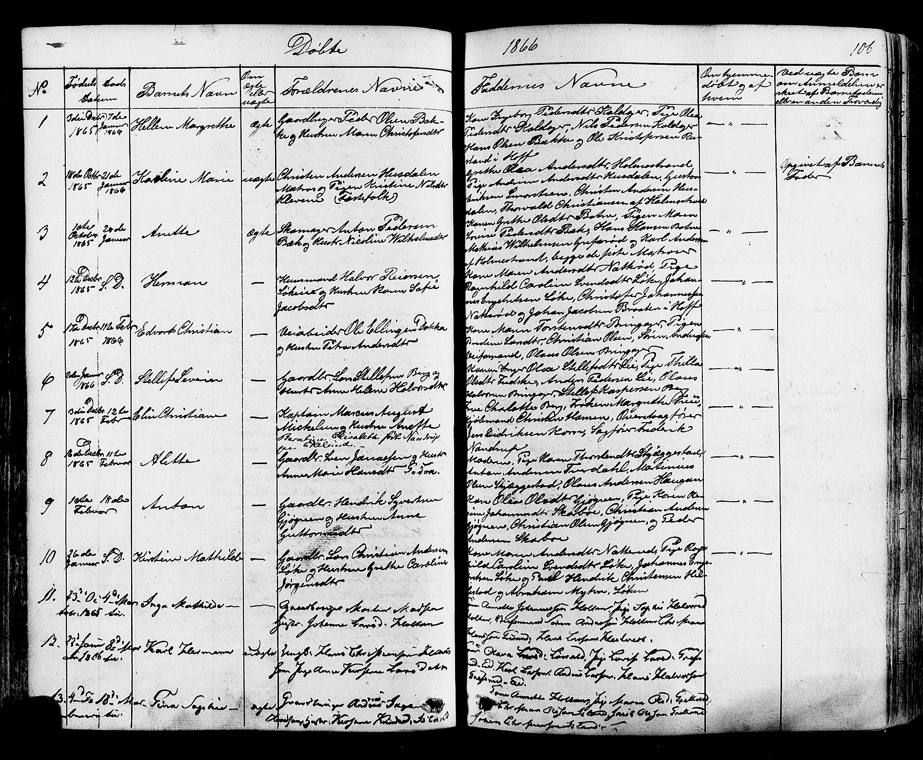 Botne kirkebøker, AV/SAKO-A-340/F/Fa/L0006: Parish register (official) no. I 6, 1836-1877, p. 106