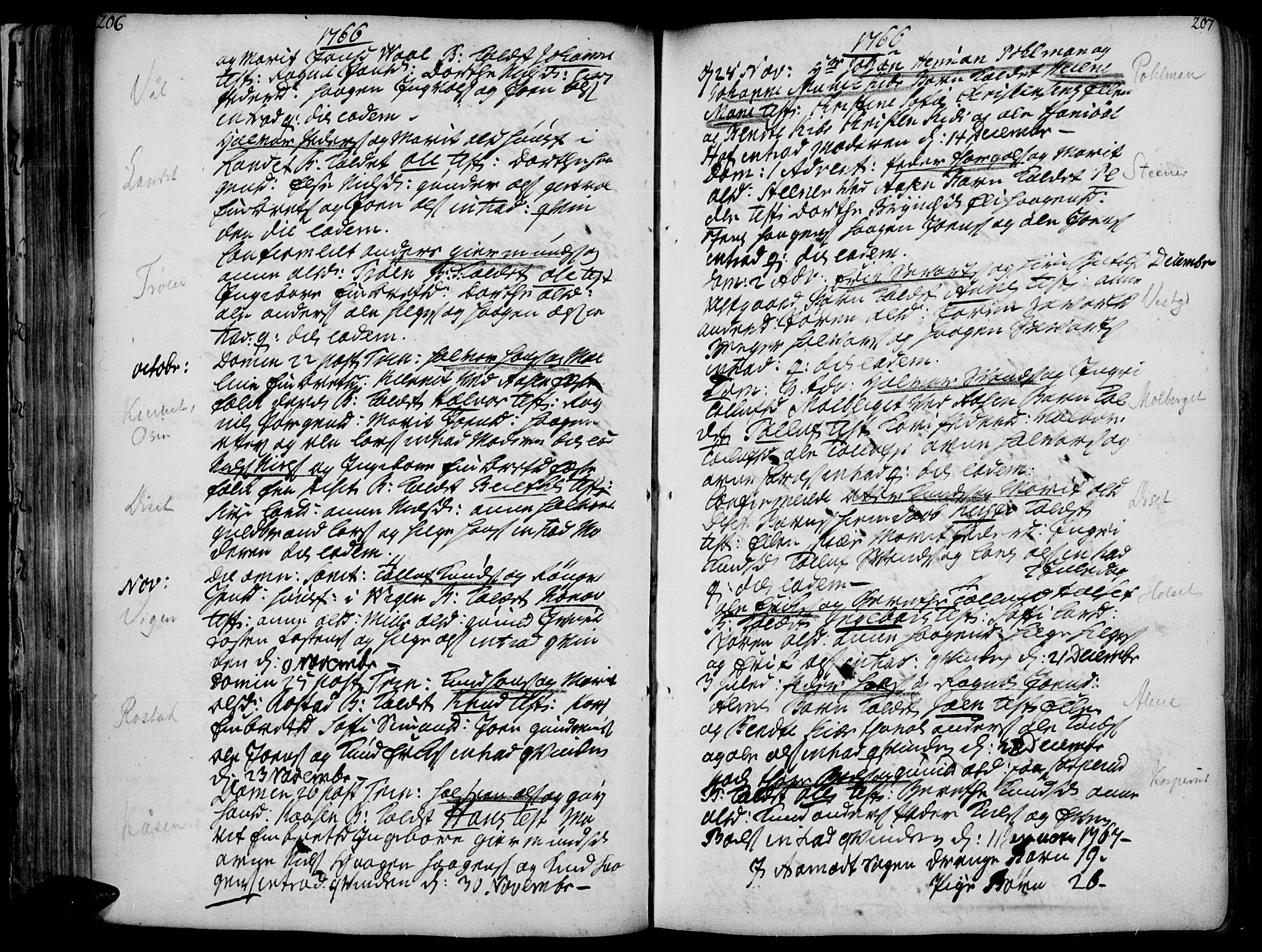 Åmot prestekontor, Hedmark, AV/SAH-PREST-056/H/Ha/Haa/L0002: Parish register (official) no. 2, 1734-1779, p. 206-207