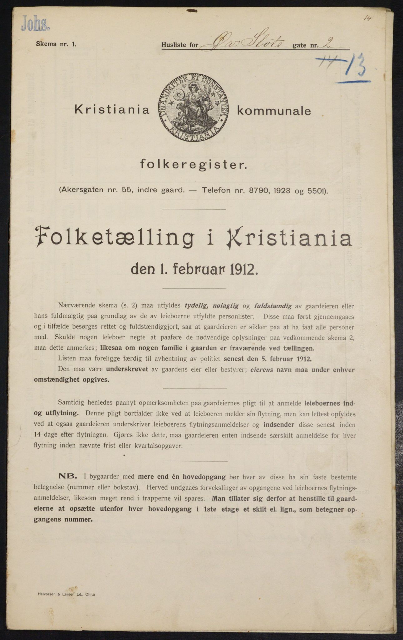 OBA, Municipal Census 1912 for Kristiania, 1912, p. 129883