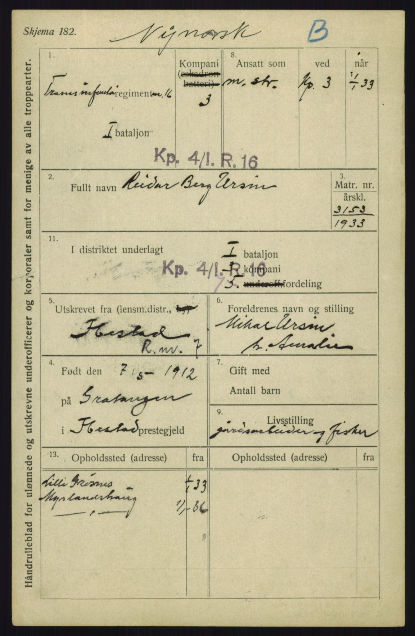 Forsvaret, Troms infanteriregiment nr. 16, AV/RA-RAFA-3146/P/Pa/L0017: Rulleblad for regimentets menige mannskaper, årsklasse 1933, 1933, p. 1323