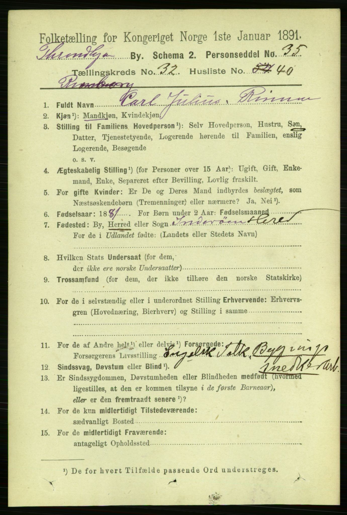 RA, 1891 census for 1601 Trondheim, 1891, p. 24500