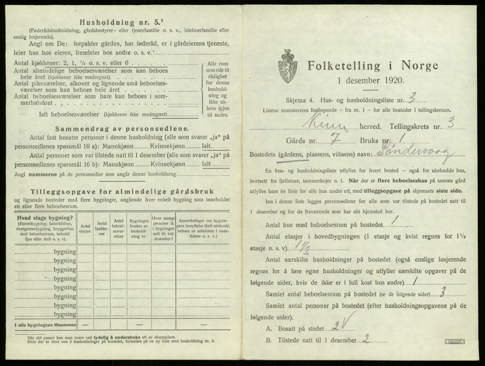 SAB, 1920 census for Kinn, 1920, p. 176