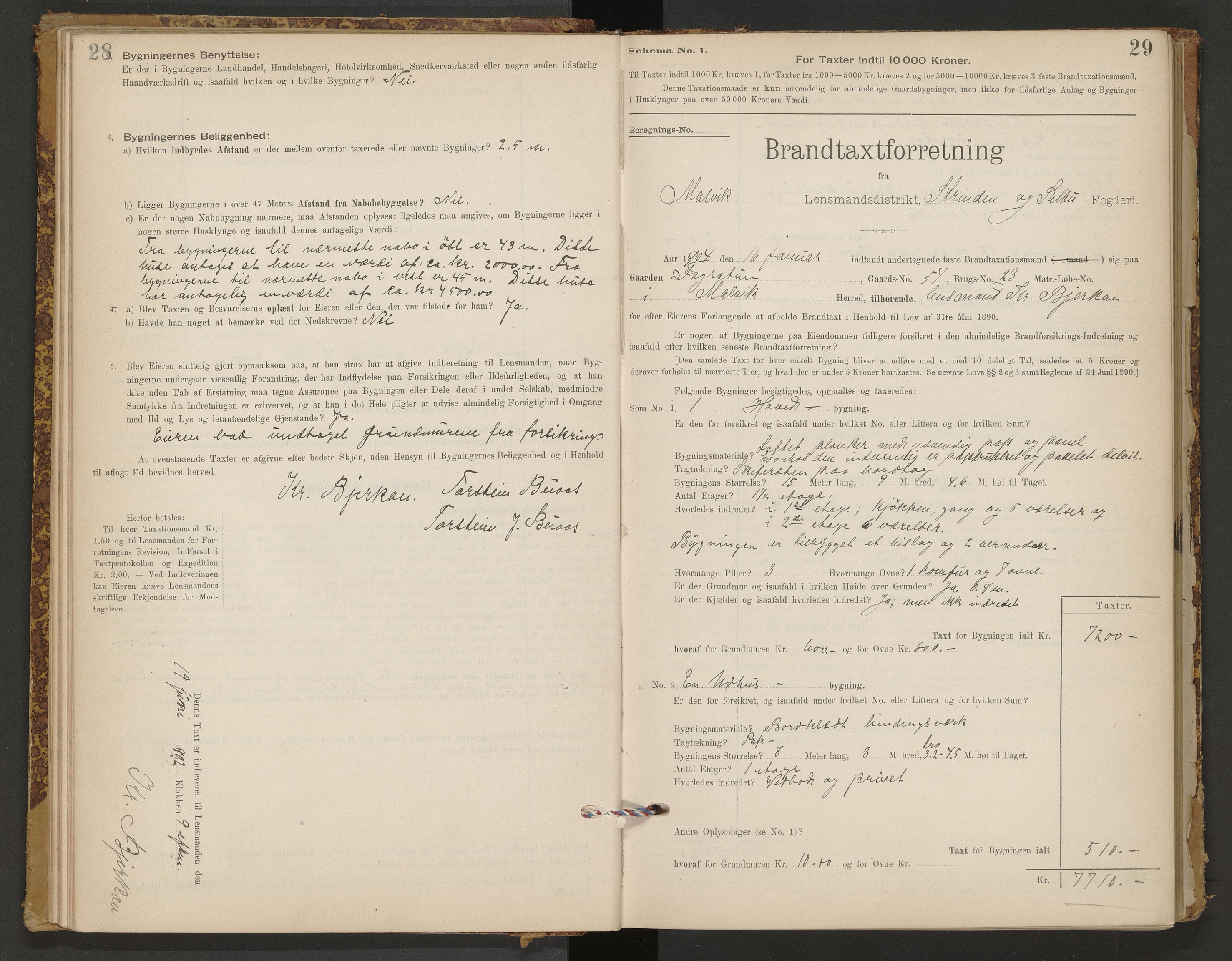Norges Brannkasse Malvik, AV/SAT-A-1289/Fb/L0001: Branntakstprotokoll, 1895-1945, p. 28-29