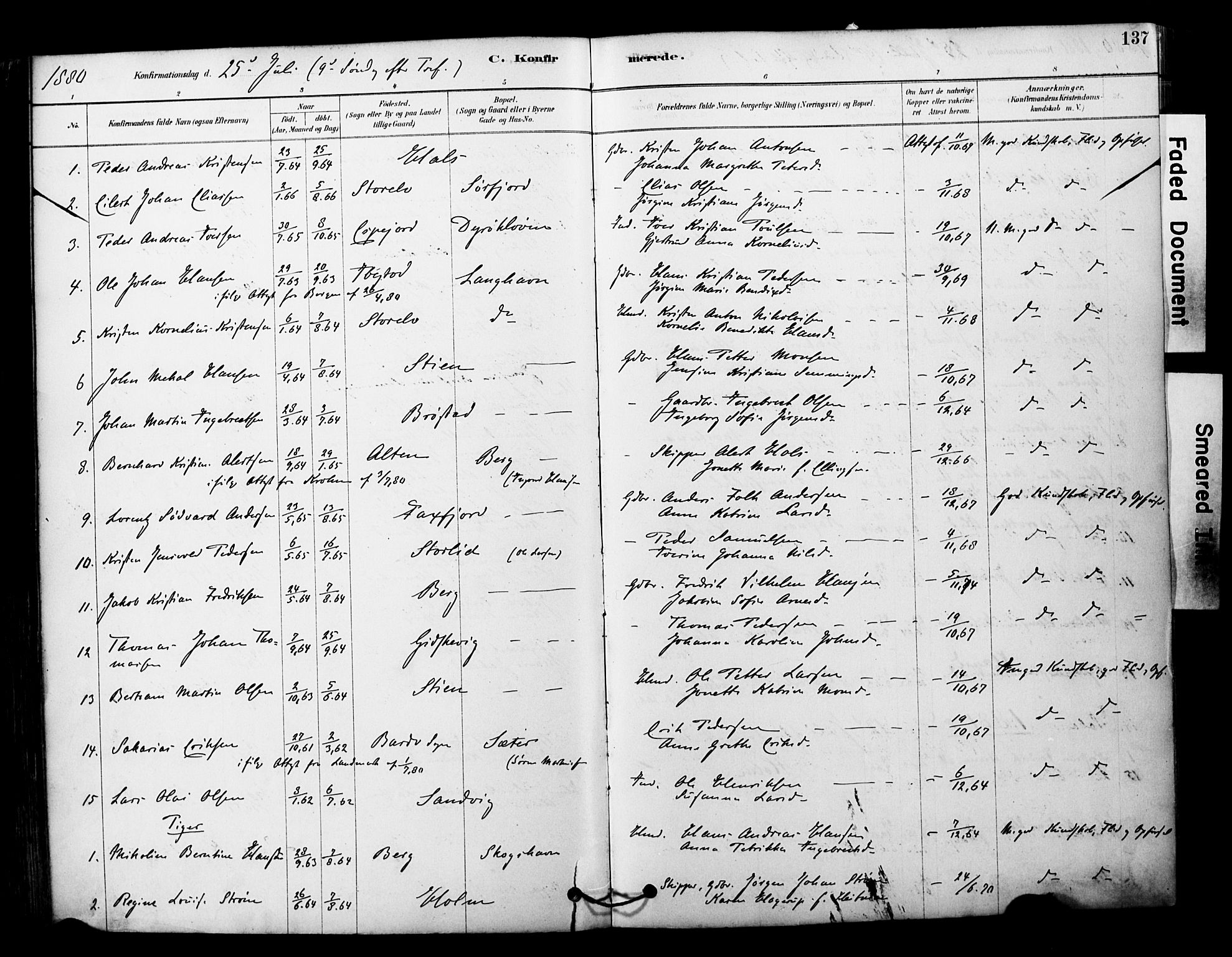 Tranøy sokneprestkontor, SATØ/S-1313/I/Ia/Iaa/L0011kirke: Parish register (official) no. 11, 1878-1904, p. 137