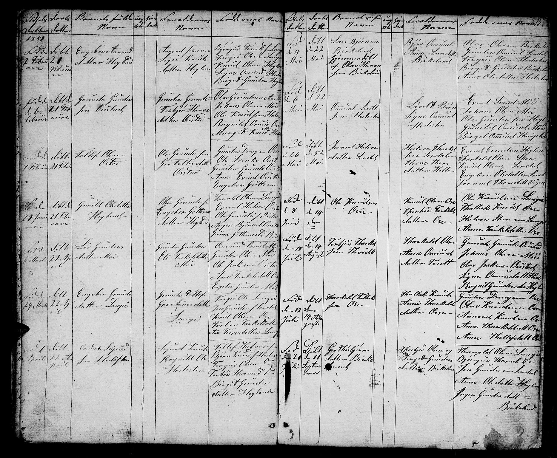 Bygland sokneprestkontor, SAK/1111-0006/F/Fb/Fba/L0001: Parish register (copy) no. B 1, 1848-1886, p. 15