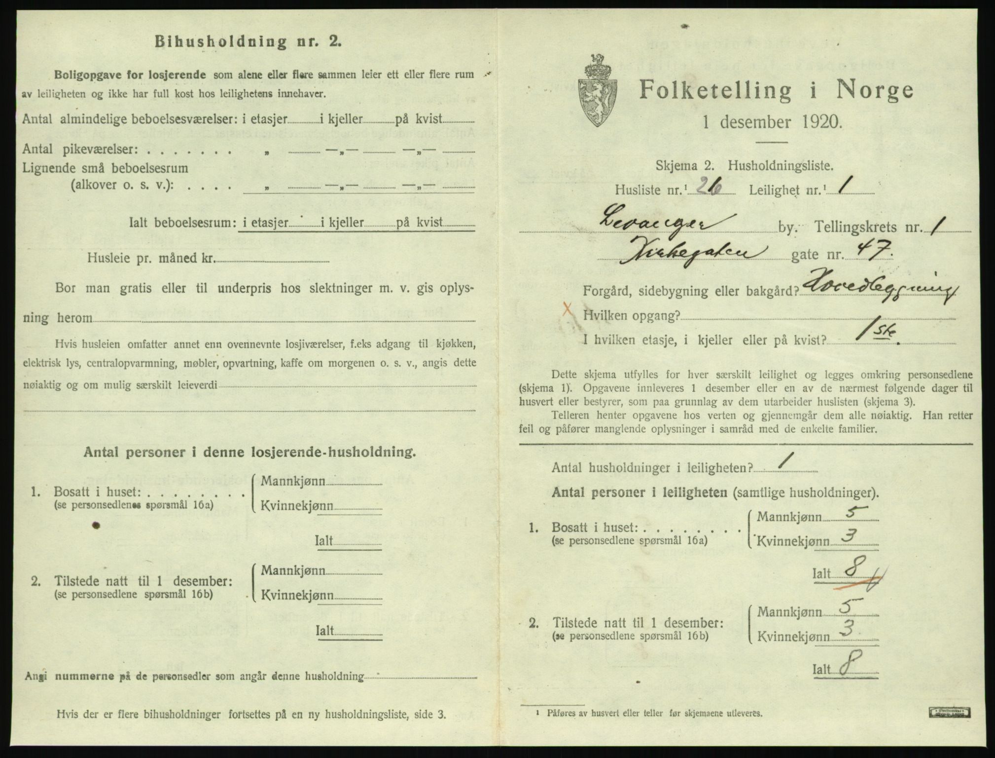 SAT, 1920 census for Levanger town, 1920, p. 554