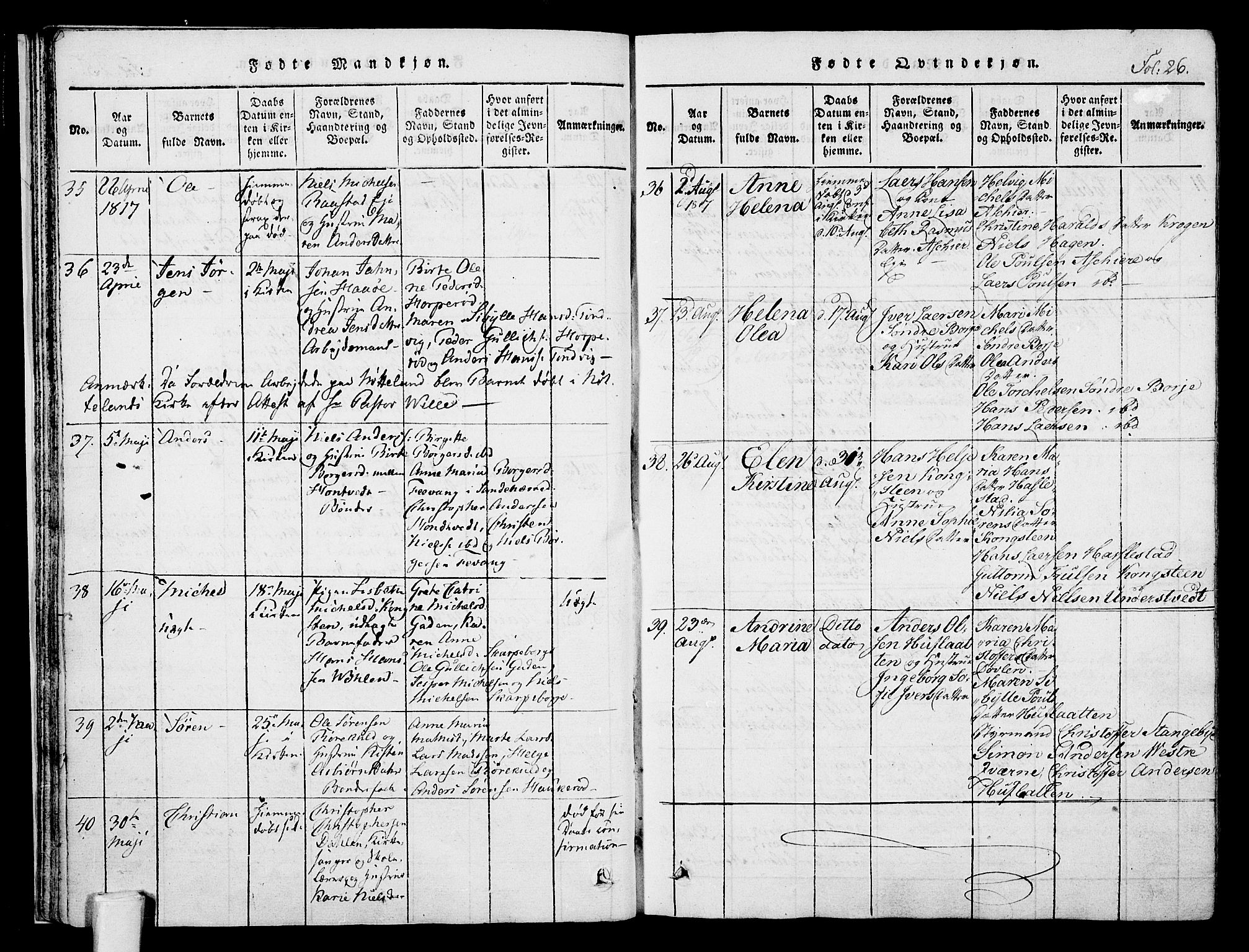 Stokke kirkebøker, AV/SAKO-A-320/F/Fa/L0005: Parish register (official) no. I 5, 1815-1826, p. 26