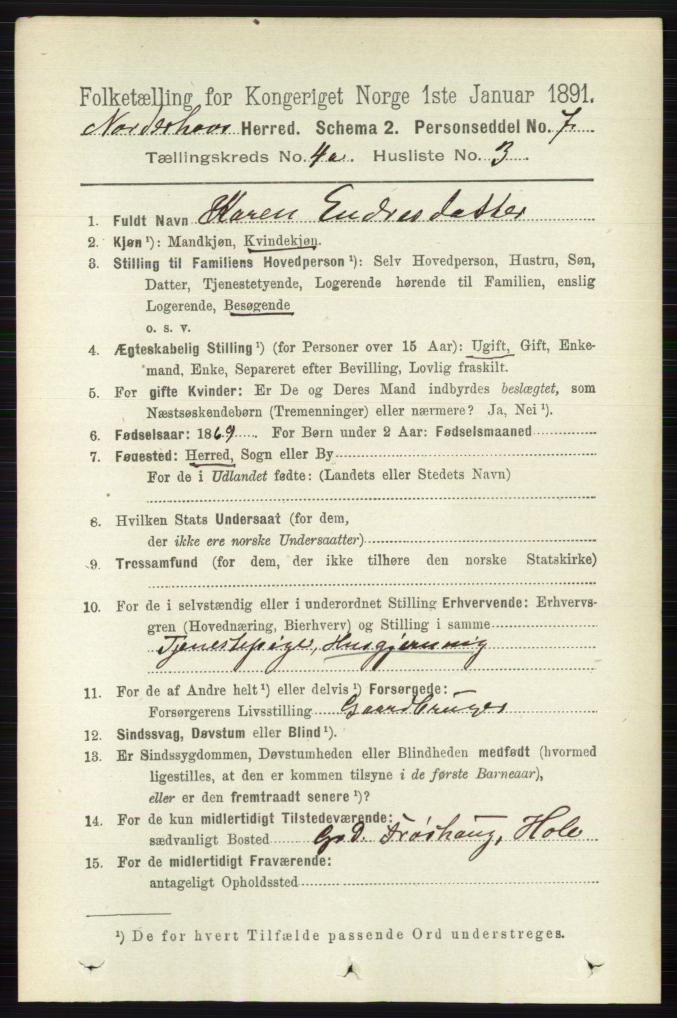 RA, 1891 census for 0613 Norderhov, 1891, p. 1735