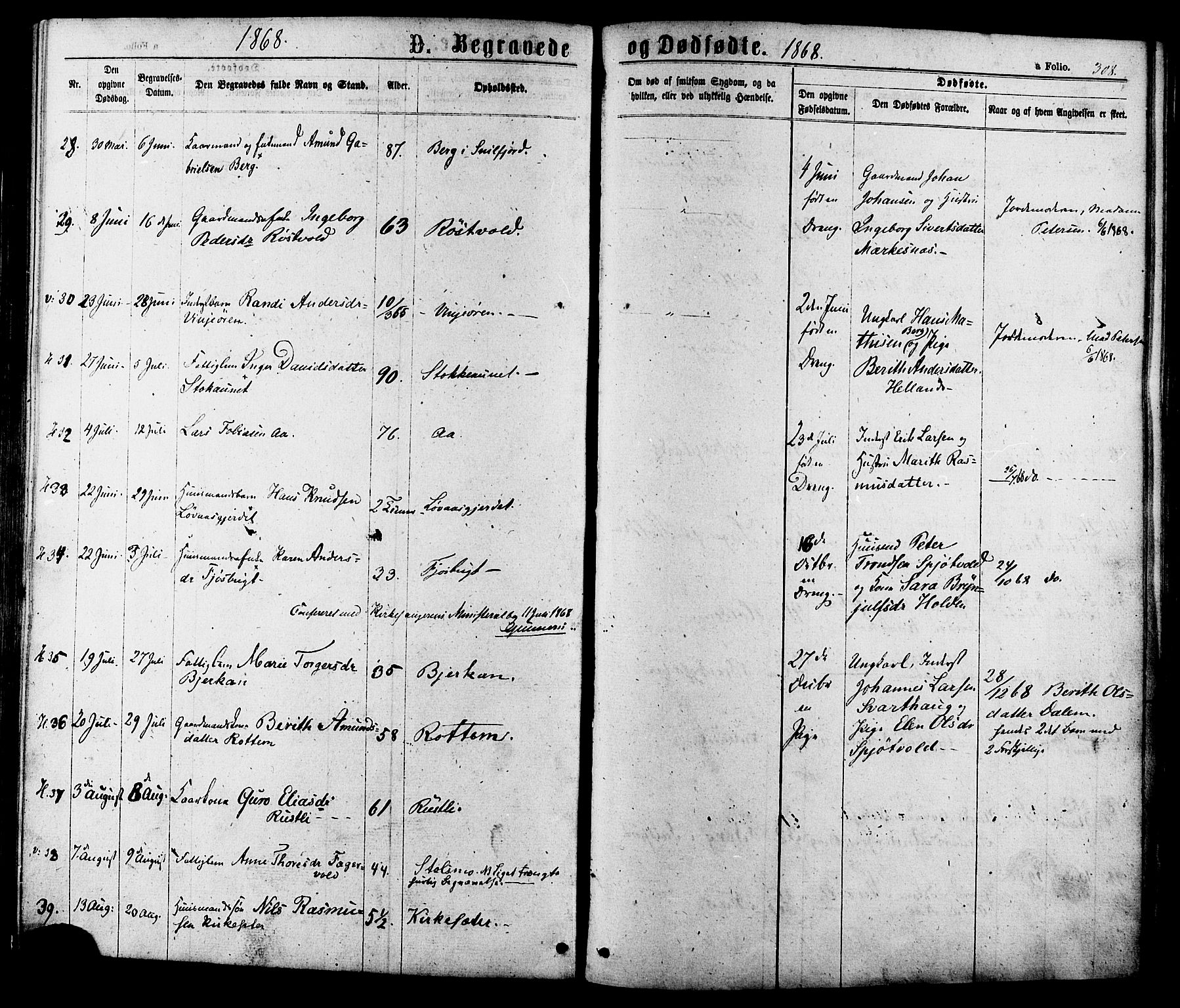 Ministerialprotokoller, klokkerbøker og fødselsregistre - Sør-Trøndelag, SAT/A-1456/630/L0495: Parish register (official) no. 630A08, 1868-1878, p. 308