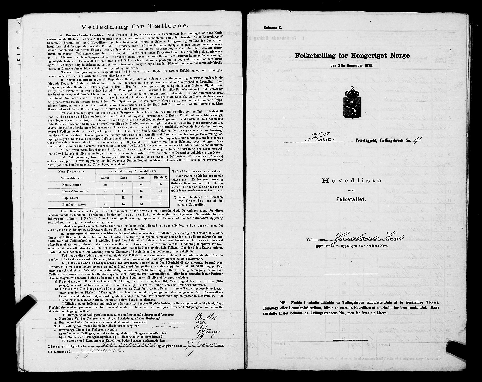 SAST, 1875 census for 1119P Hå, 1875, p. 12