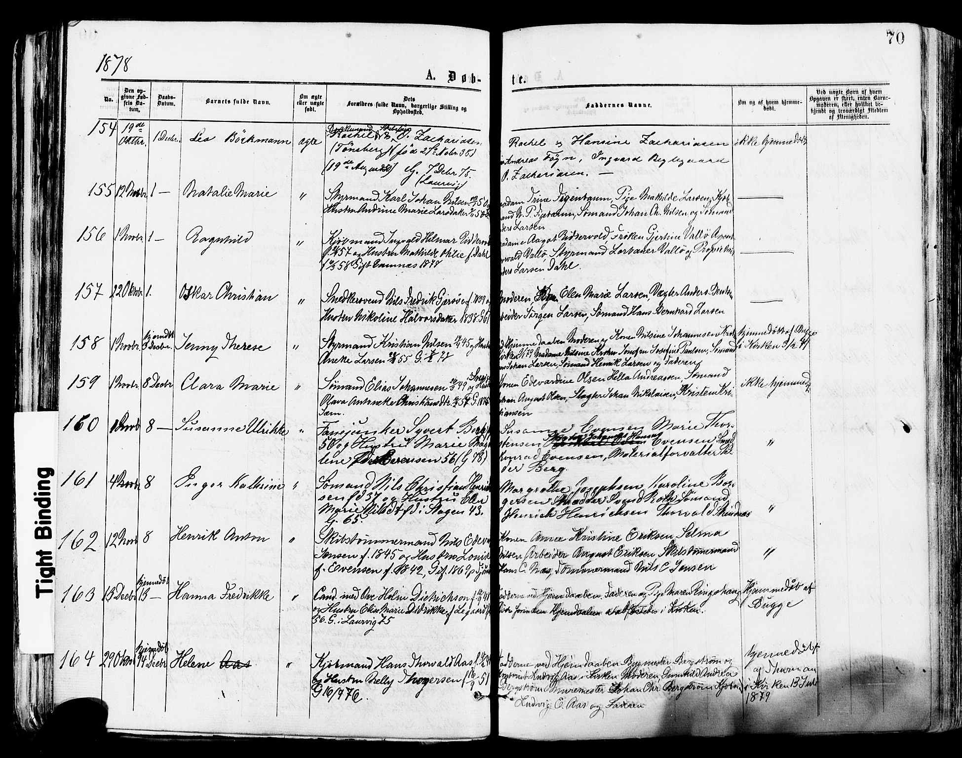 Tønsberg kirkebøker, AV/SAKO-A-330/F/Fa/L0010: Parish register (official) no. I 10, 1874-1880, p. 70