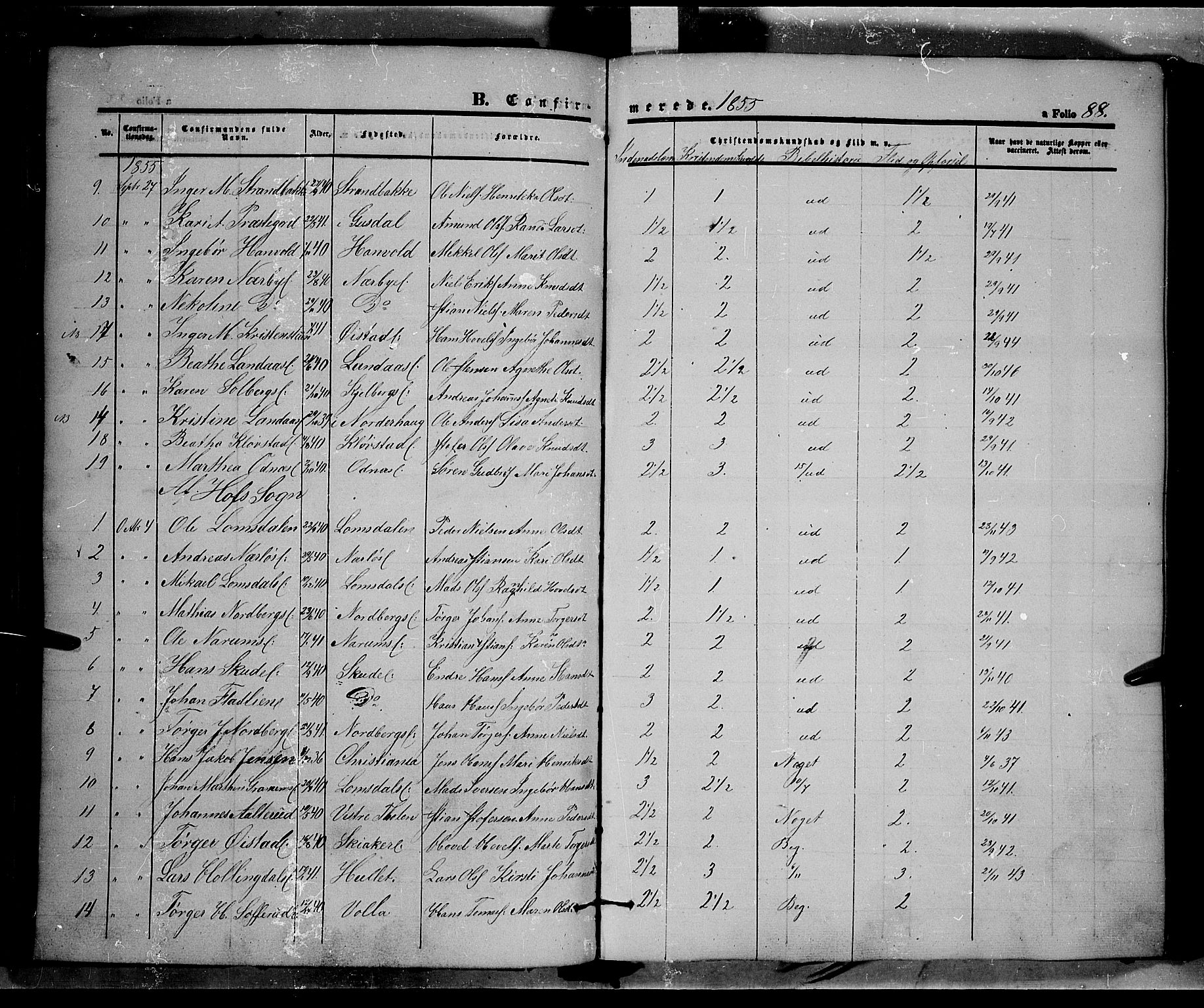 Land prestekontor, AV/SAH-PREST-120/H/Ha/Haa/L0009: Parish register (official) no. 9, 1847-1859, p. 88