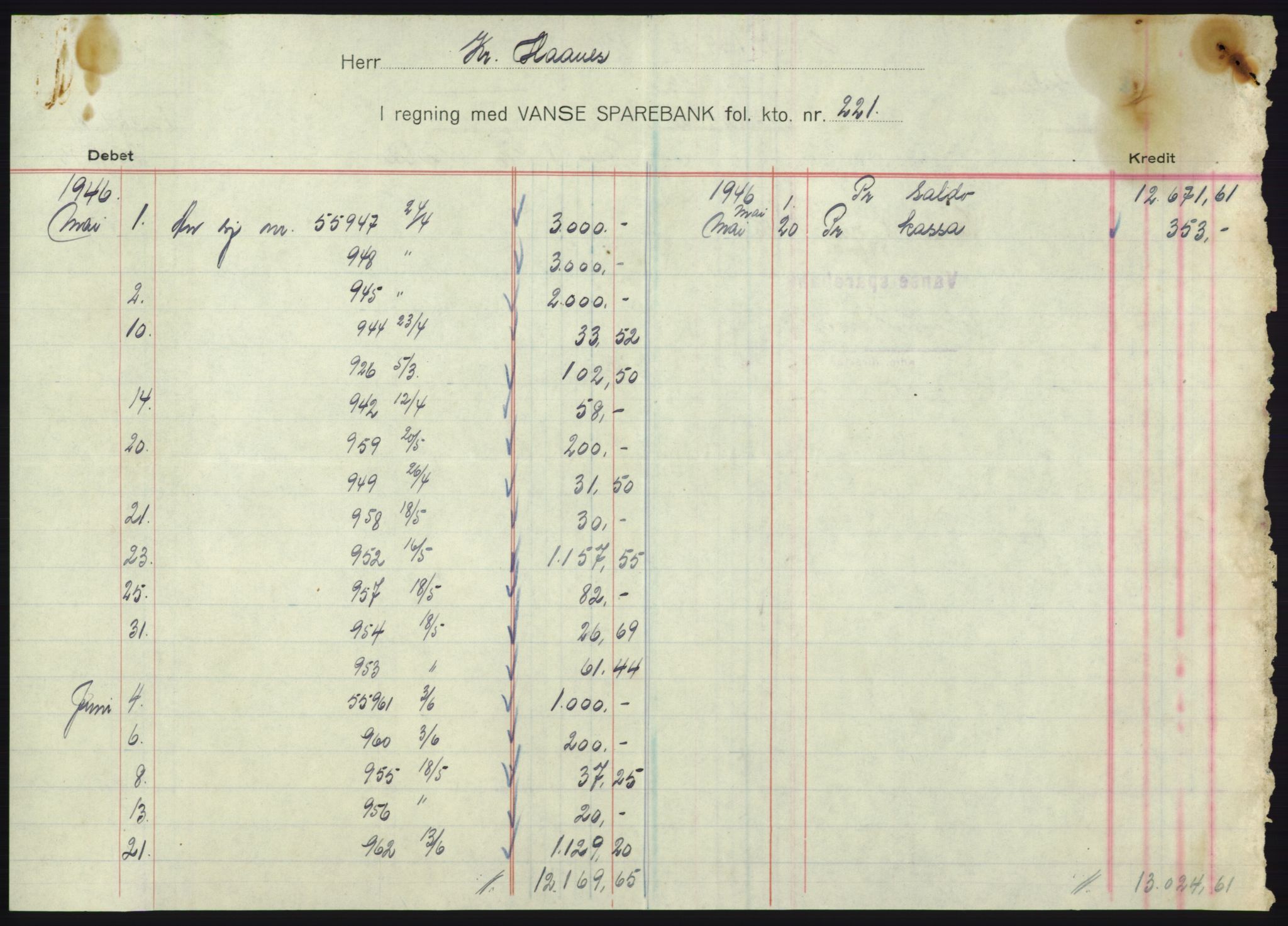 Forsvarsdepartementet, 10. kontor / Oppgjørskontoret, AV/RA-RAFA-1225/D/Db/L0180: Lista oppgjørskontor, 1942-1952, p. 2103