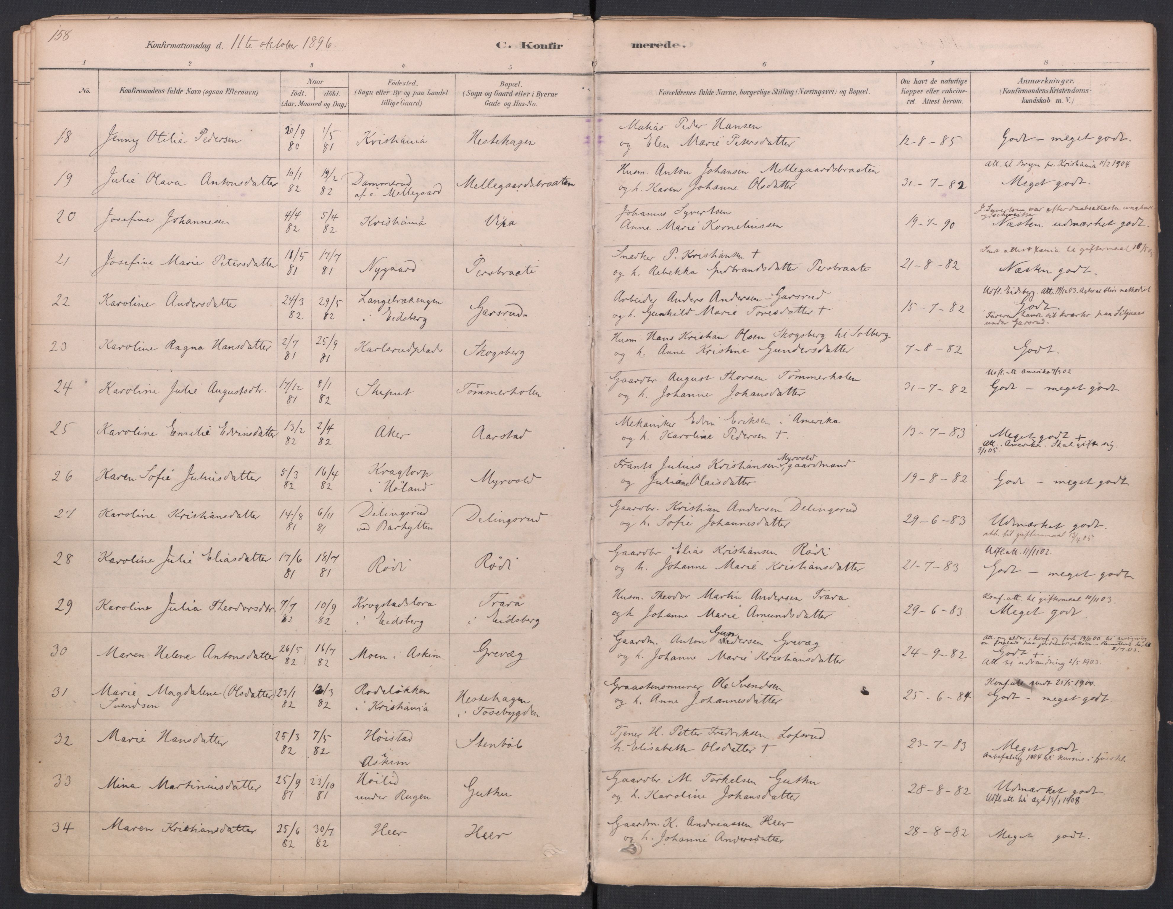 Trøgstad prestekontor Kirkebøker, SAO/A-10925/F/Fa/L0010: Parish register (official) no. I 10, 1878-1898, p. 158