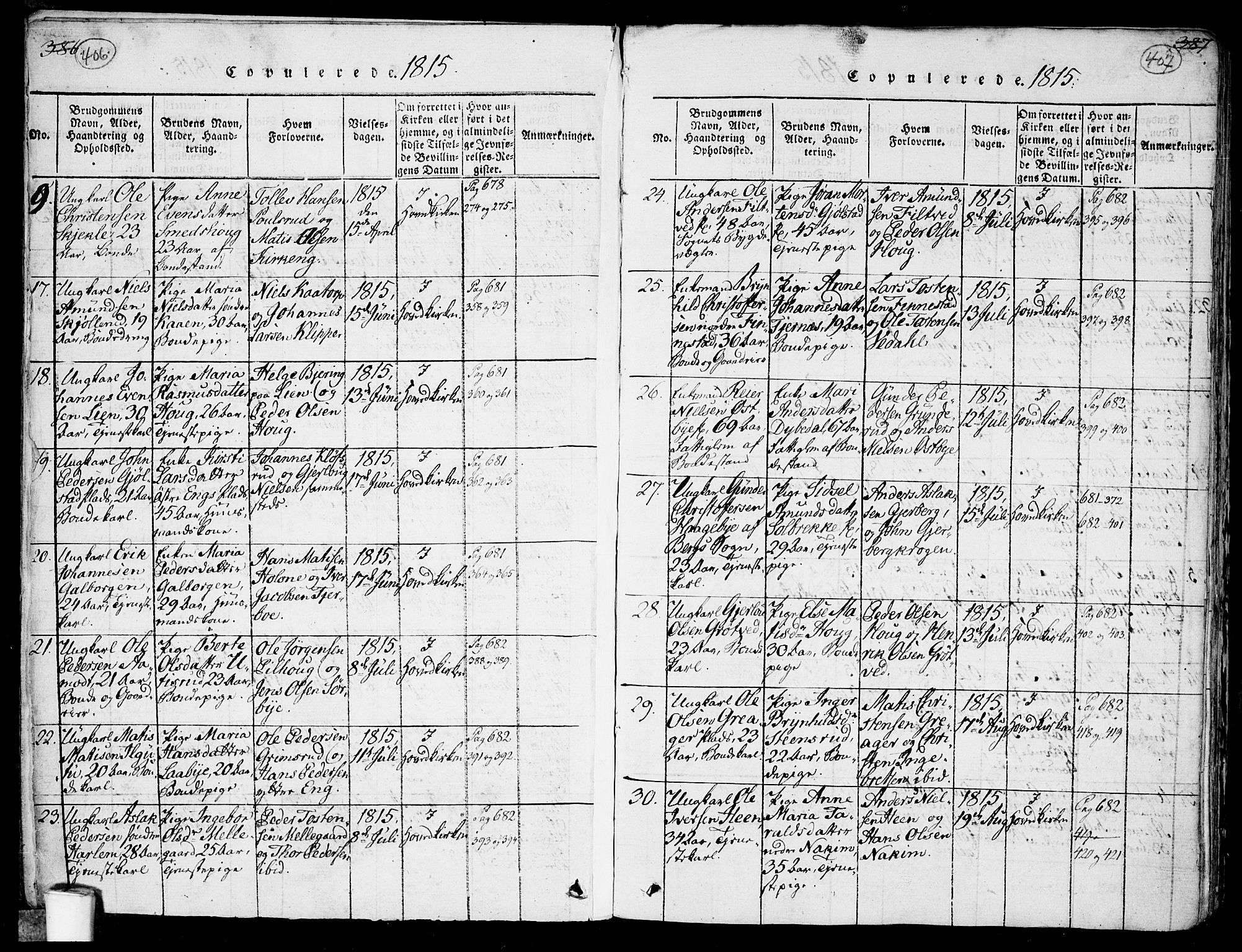Rakkestad prestekontor Kirkebøker, SAO/A-2008/F/Fa/L0006: Parish register (official) no. I 6, 1814-1824, p. 406-407