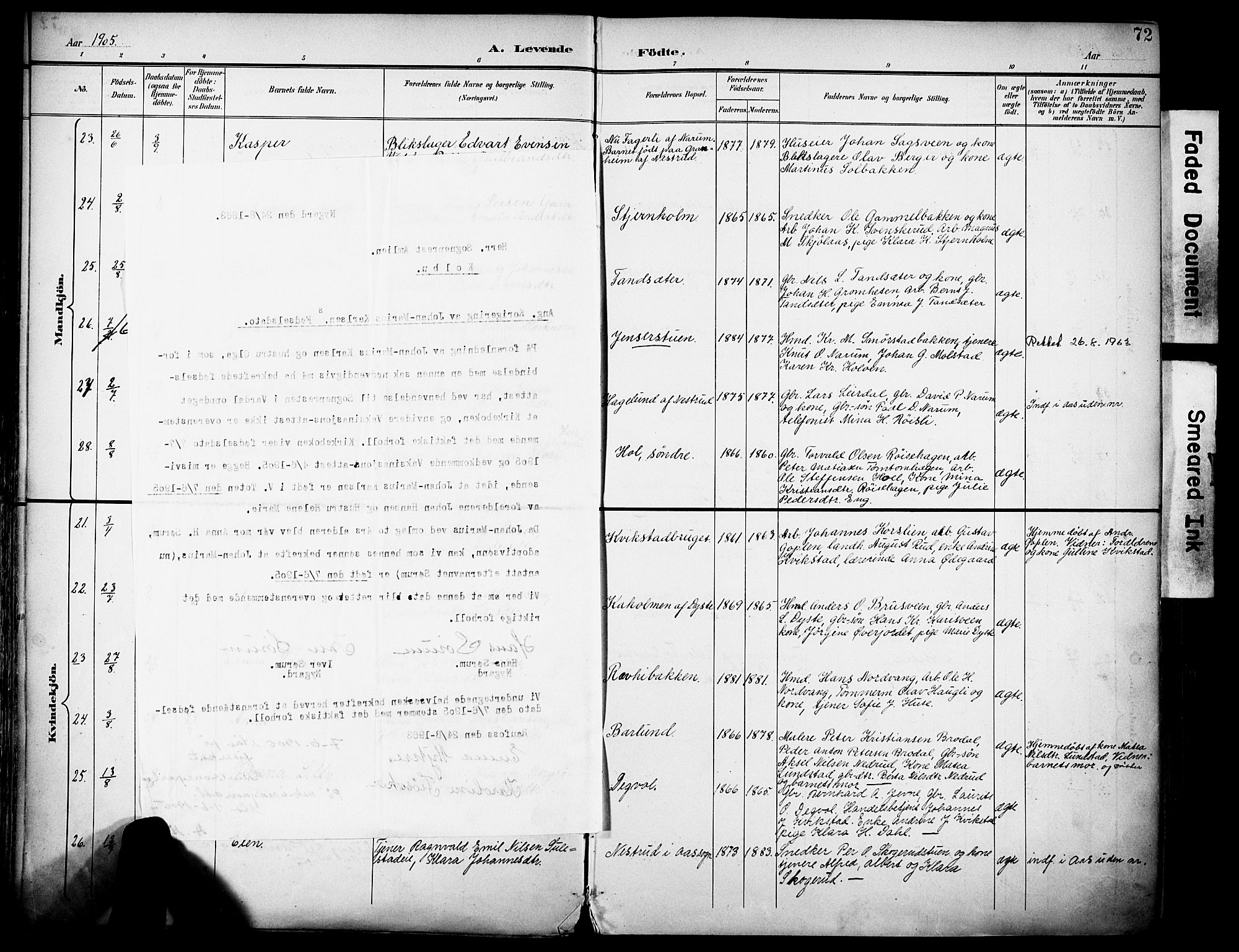 Vestre Toten prestekontor, SAH/PREST-108/H/Ha/Haa/L0013: Parish register (official) no. 13, 1895-1911, p. 72