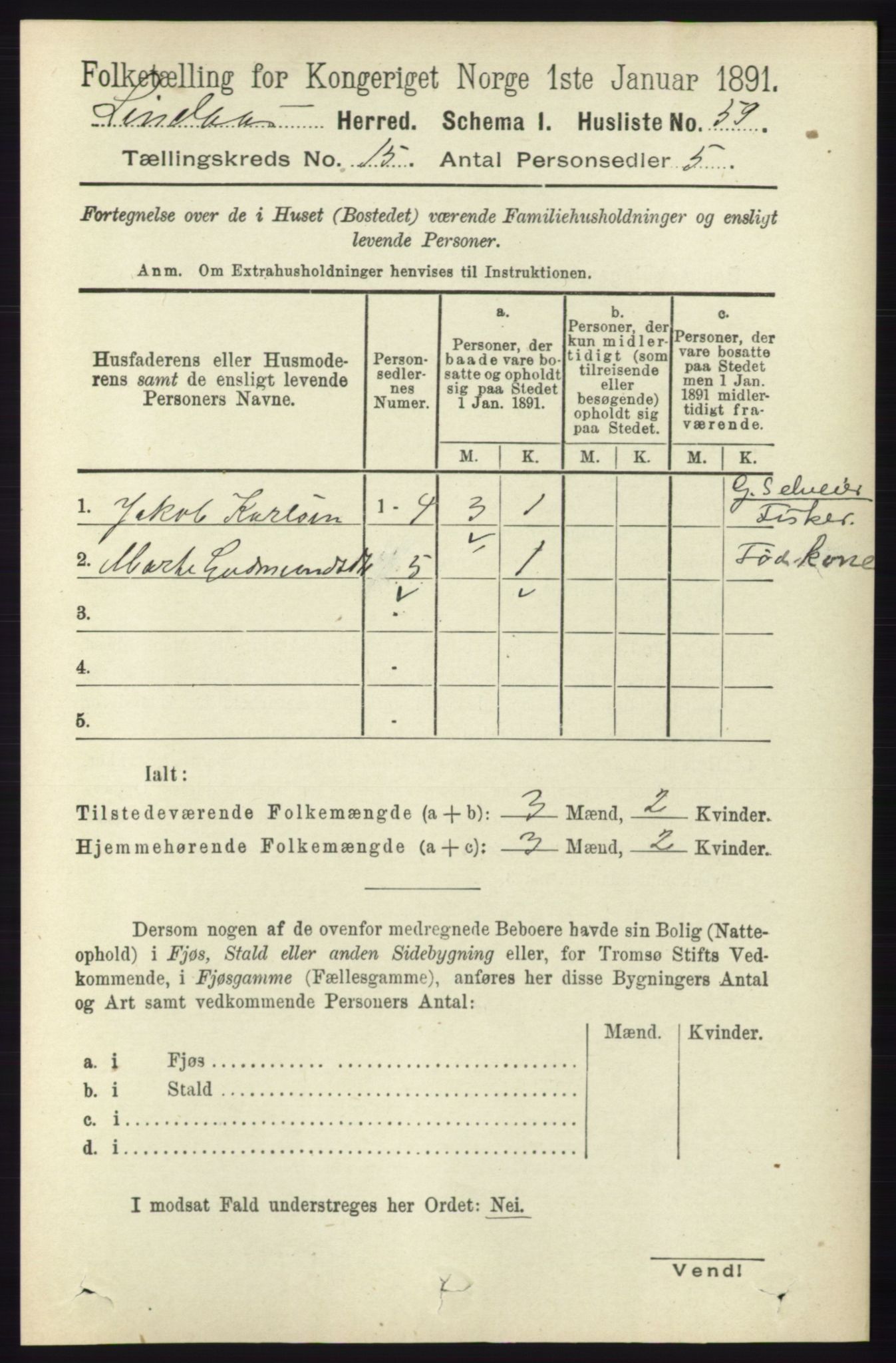 RA, 1891 census for 1263 Lindås, 1891, p. 5267