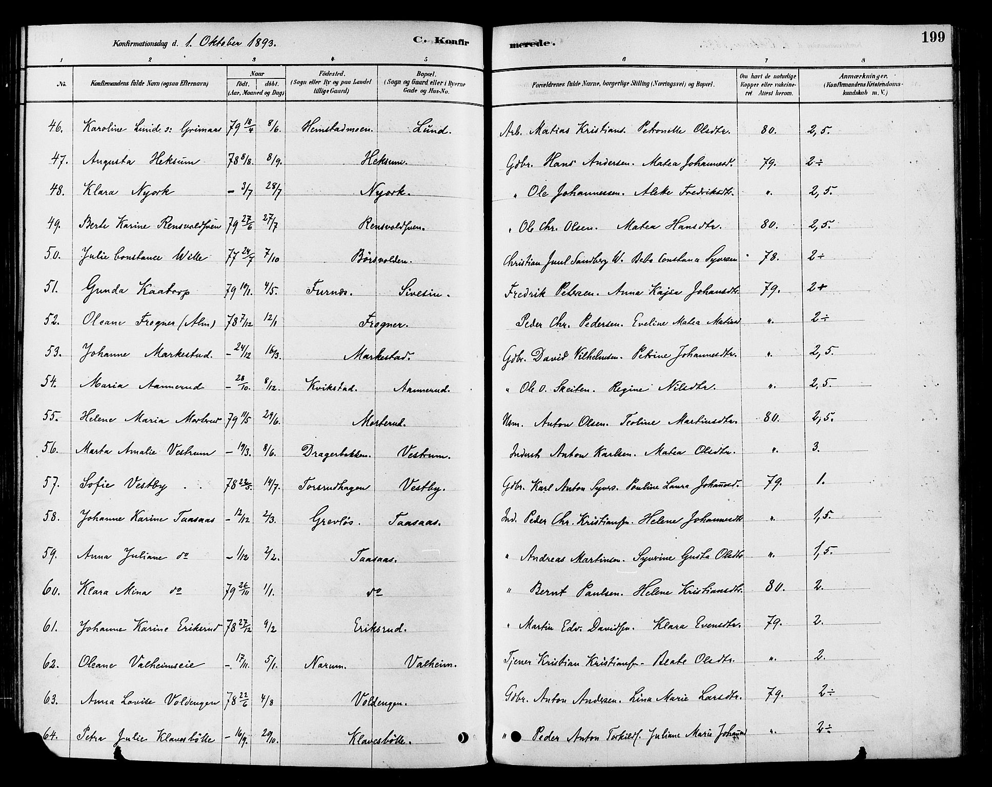 Vestre Toten prestekontor, AV/SAH-PREST-108/H/Ha/Haa/L0009: Parish register (official) no. 9, 1878-1894, p. 199