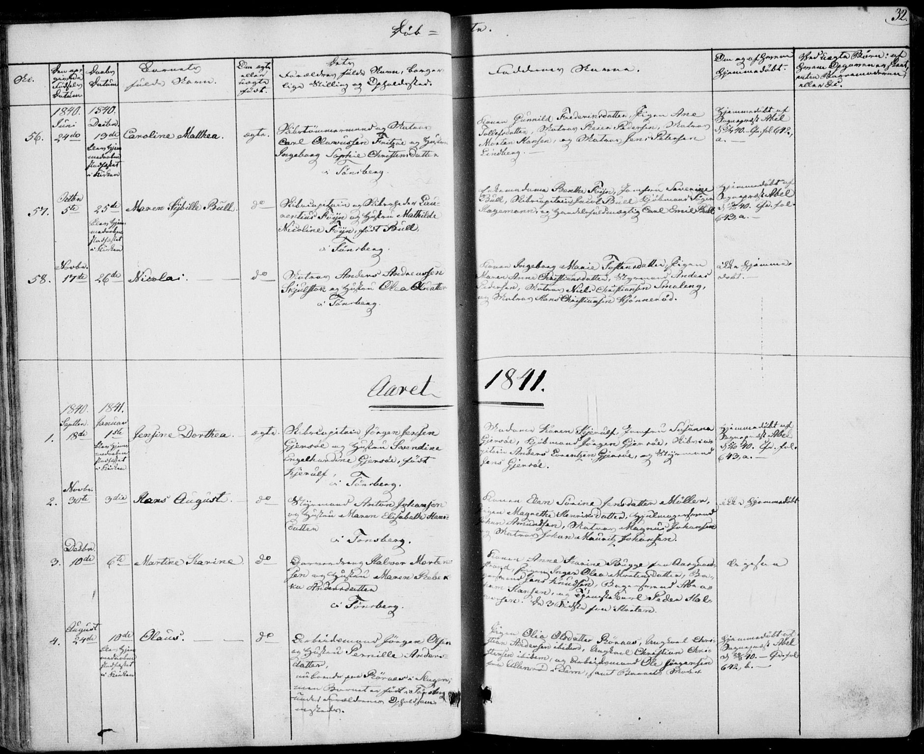 Tønsberg kirkebøker, AV/SAKO-A-330/F/Fa/L0006: Parish register (official) no. I 6, 1836-1844, p. 32