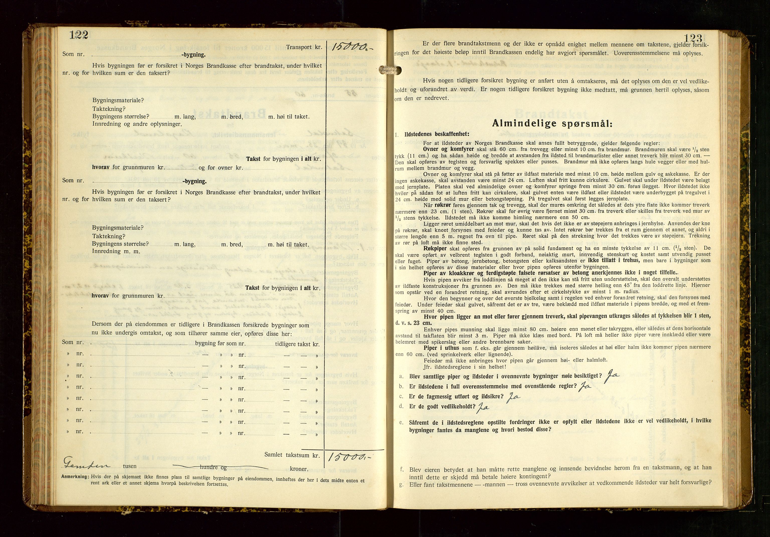 Sokndal lensmannskontor, AV/SAST-A-100417/Gob/L0008: "Brandtakst-Protokoll", 1937-1955, p. 122-123