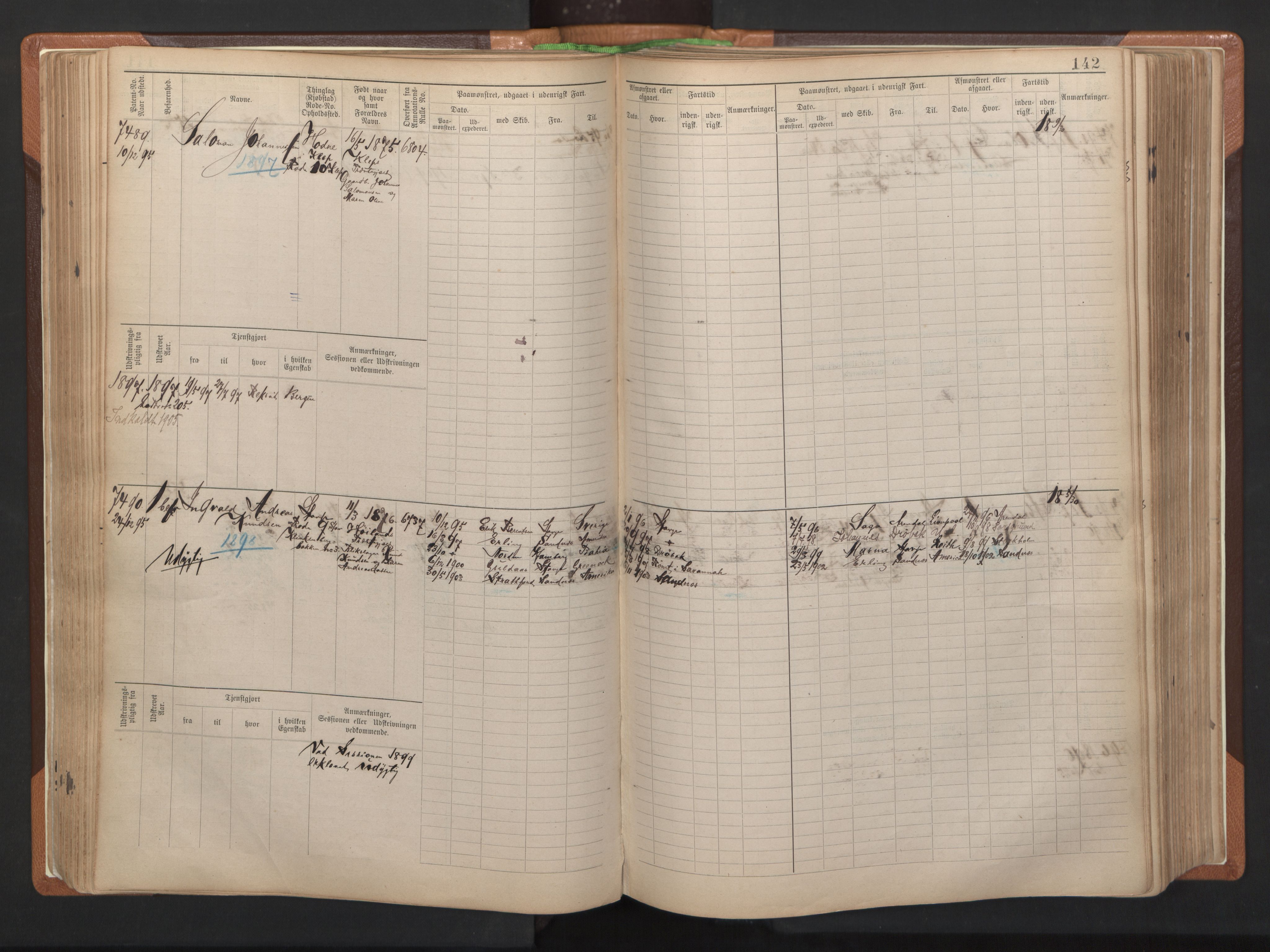 Stavanger sjømannskontor, AV/SAST-A-102006/F/Fb/Fbb/L0012: Sjøfartshovedrulle, patentnr. 7207-8158, 1894-1904, p. 145