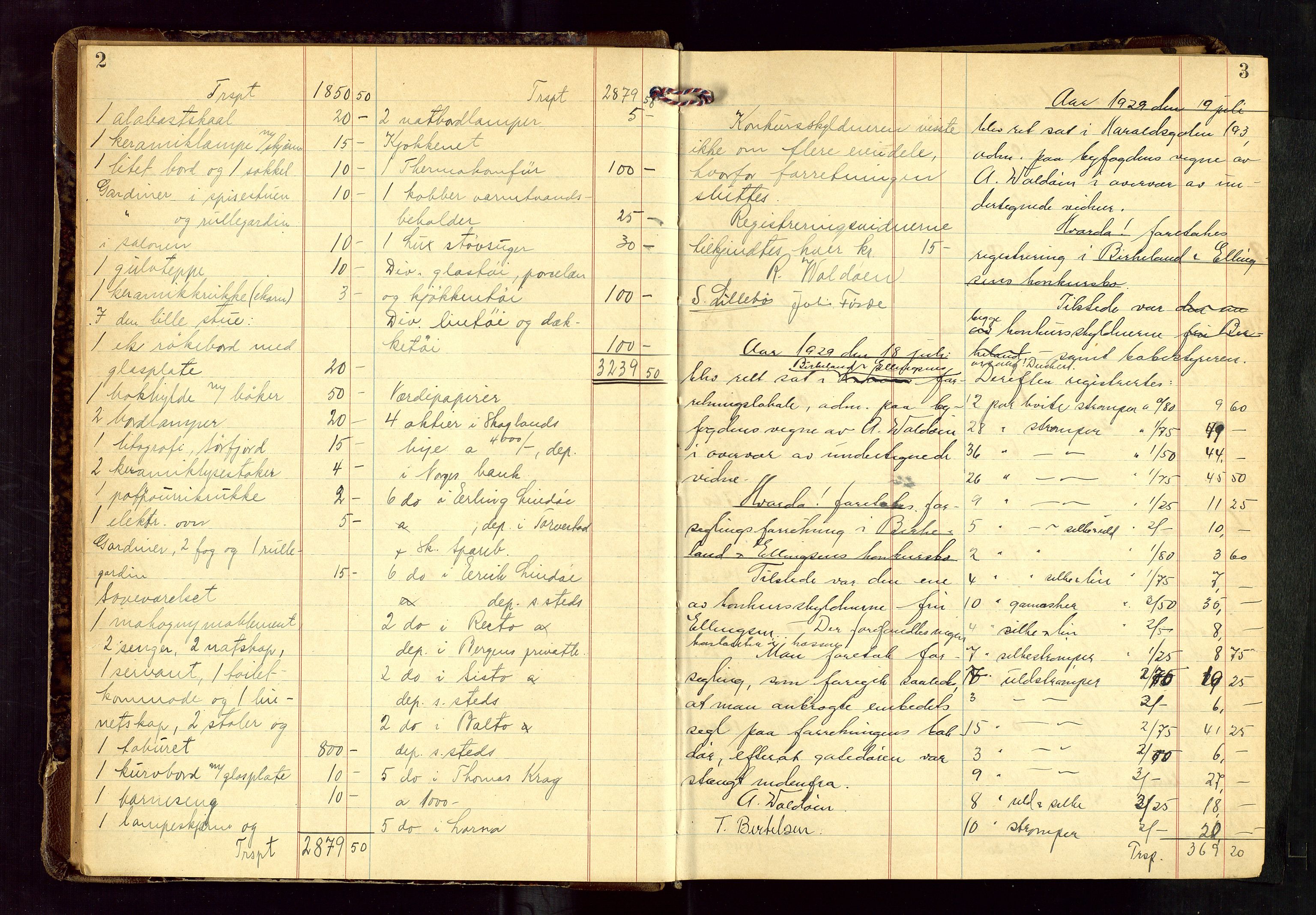 Haugesund tingrett, AV/SAST-A-101415/01/IV/IVB/L0006: Skifteregistreringsprotokoll, med register, 1929-1939, p. 2-3