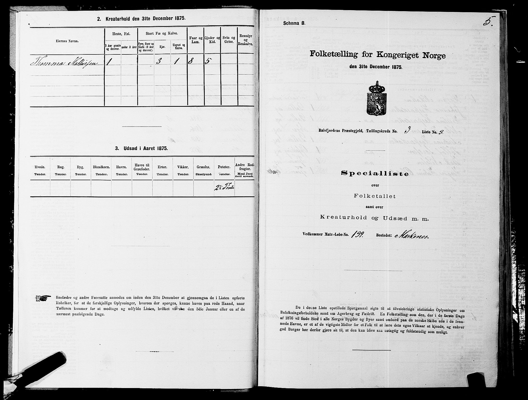 SATØ, 1875 census for 1933P Balsfjord, 1875, p. 1605