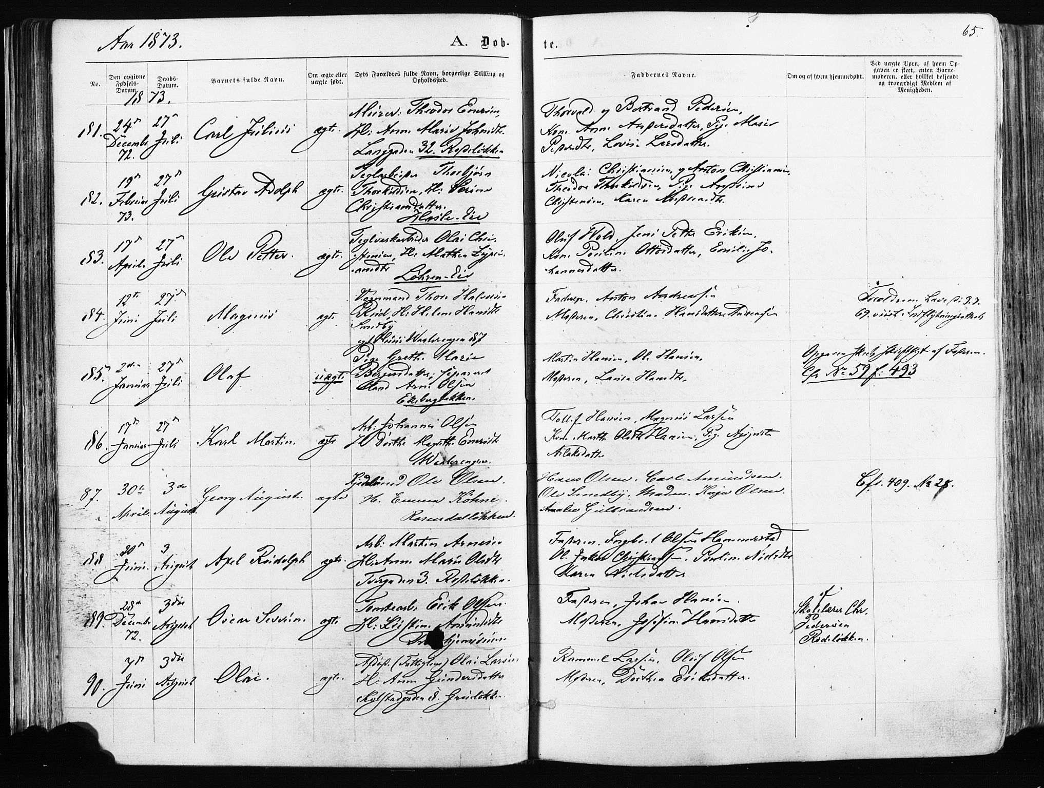 Østre Aker prestekontor Kirkebøker, SAO/A-10840/F/Fa/L0003: Parish register (official) no. I 3, 1869-1875, p. 65