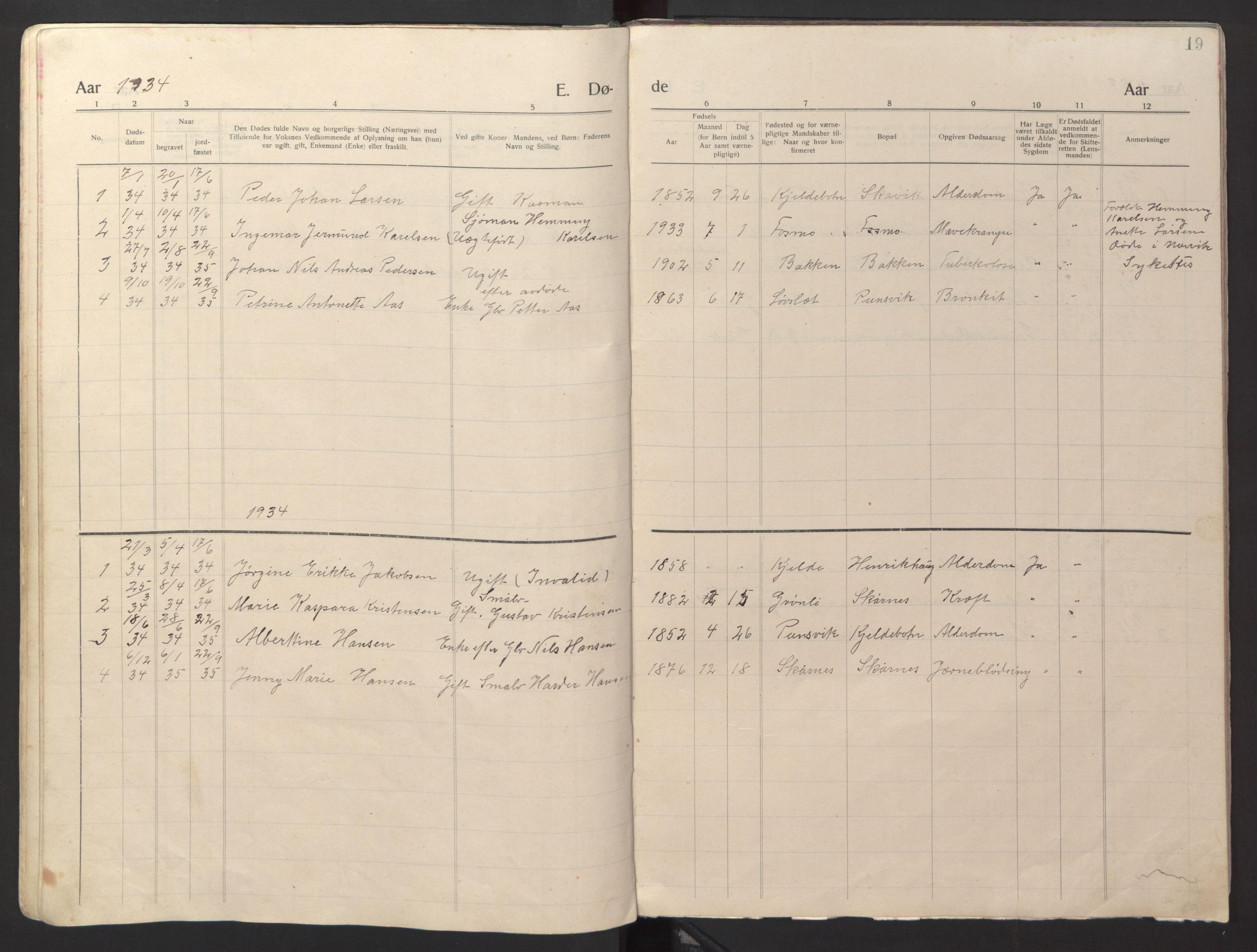 Ministerialprotokoller, klokkerbøker og fødselsregistre - Nordland, AV/SAT-A-1459/869/L0981: Parish register (copy) no. 869C07, 1911-1938, p. 19